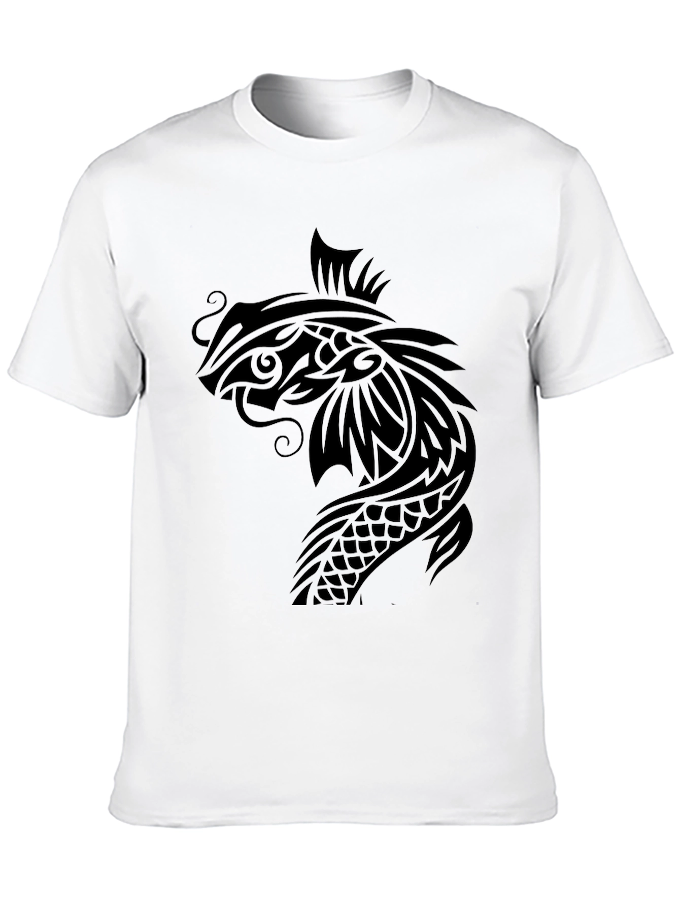 Black Koi Fish Graphic Tee - Black Cotton T-Shirt view 10