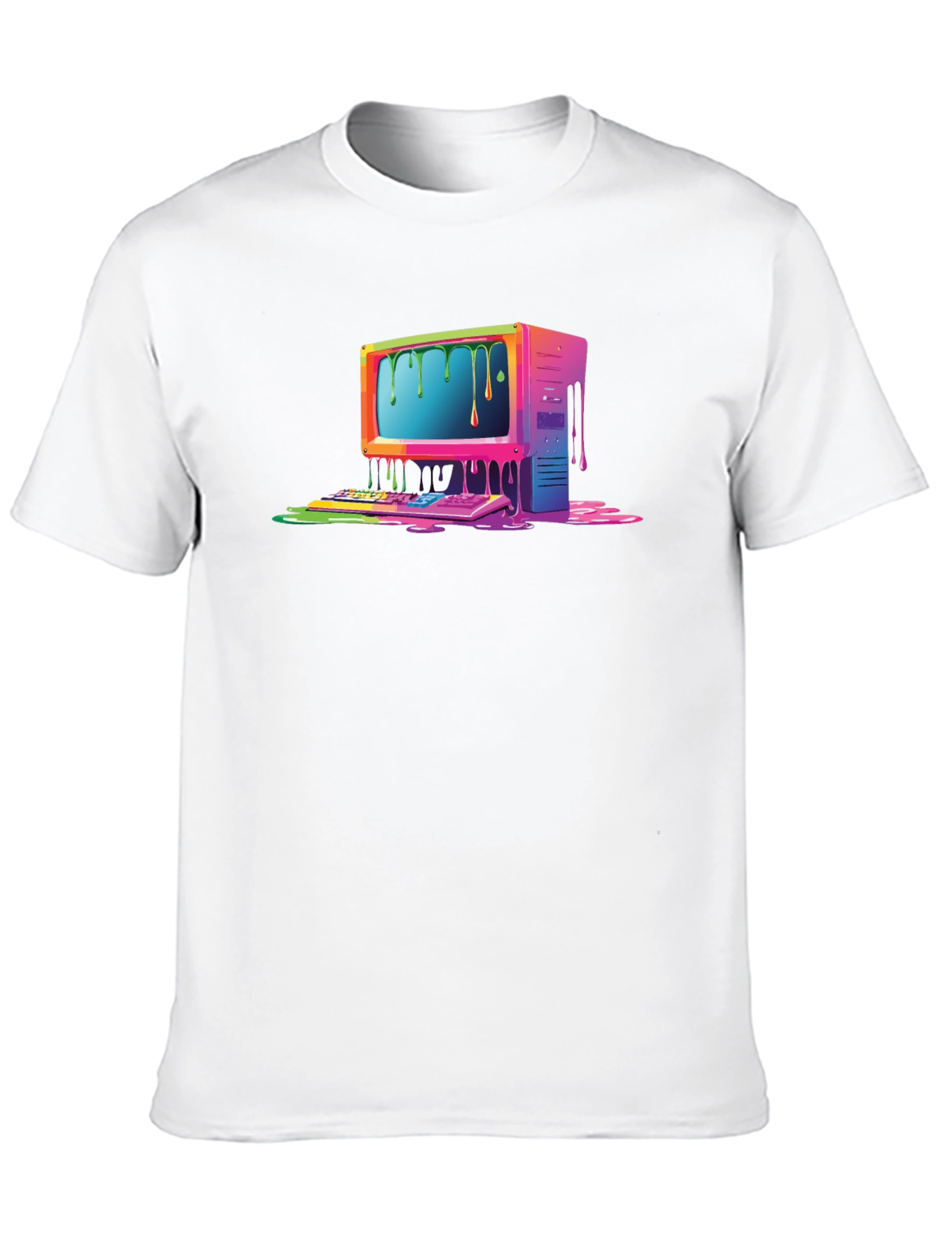 Black Retro Melting Computer Graphic Tee - Black view 10