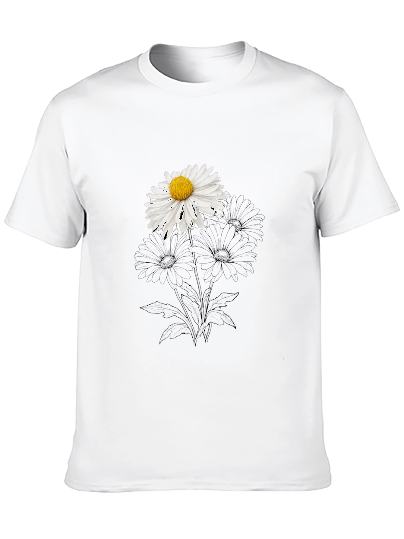 Black Daisy Graphic Black T-Shirt - Stylish Casual Wear view 10