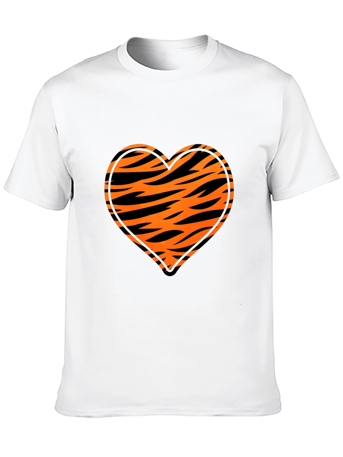 Black Tiger Stripe Heart Graphic Black T-Shirt view 10