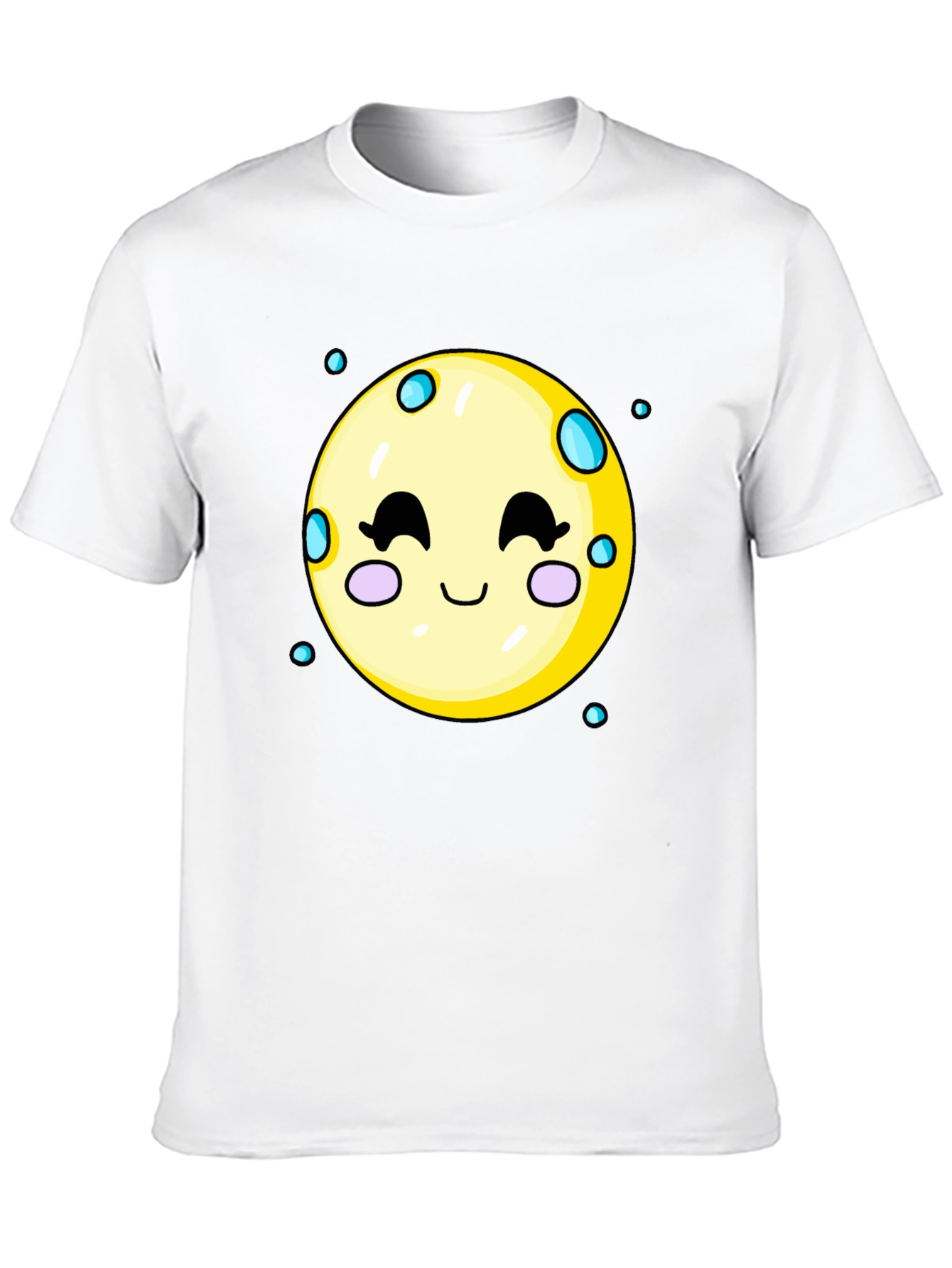 Black Cute Moon Graphic Tee - Black Cotton T-Shirt view 10