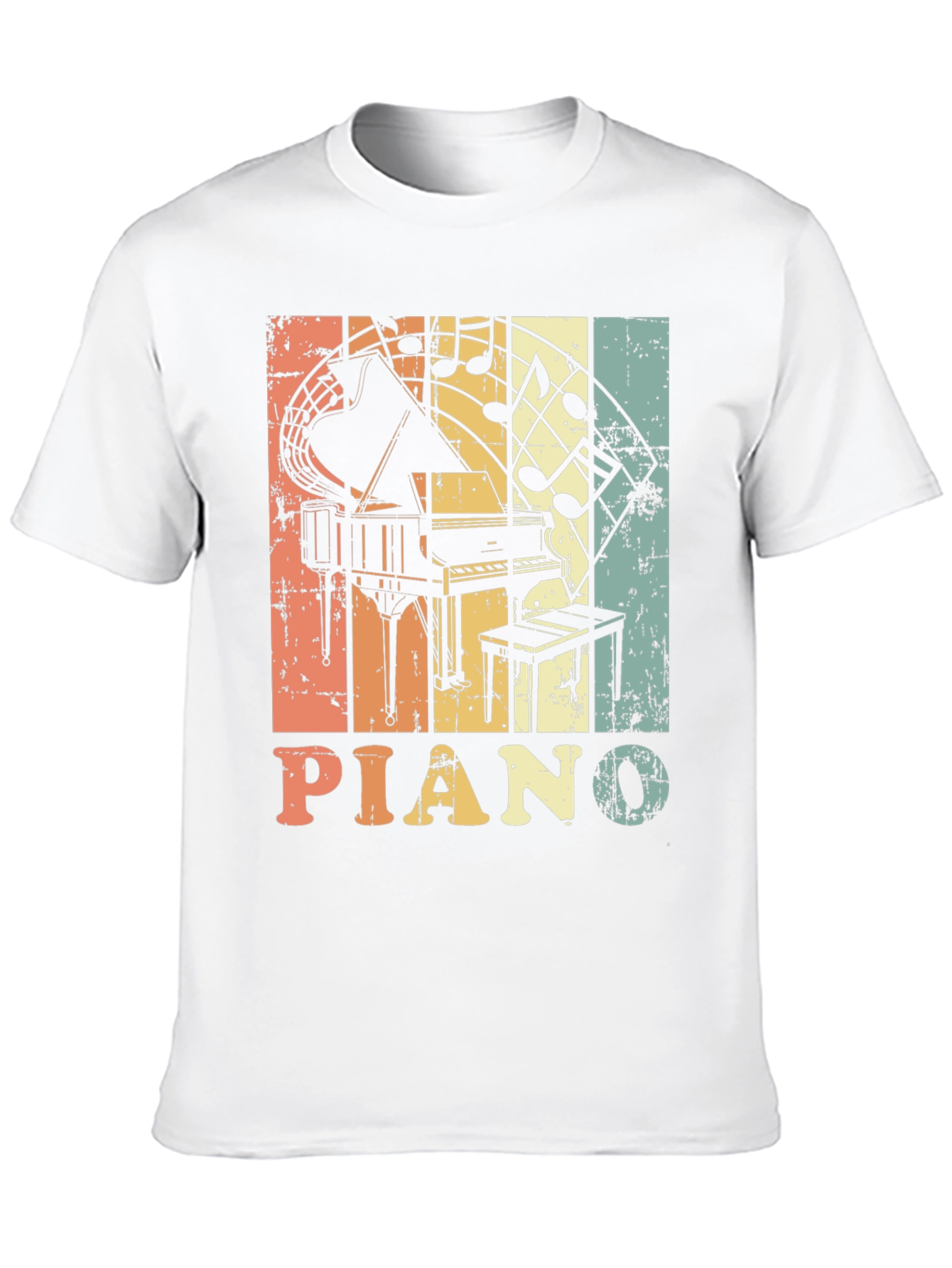 Black Retro Piano Music Notes Graphic T-Shirt view 10