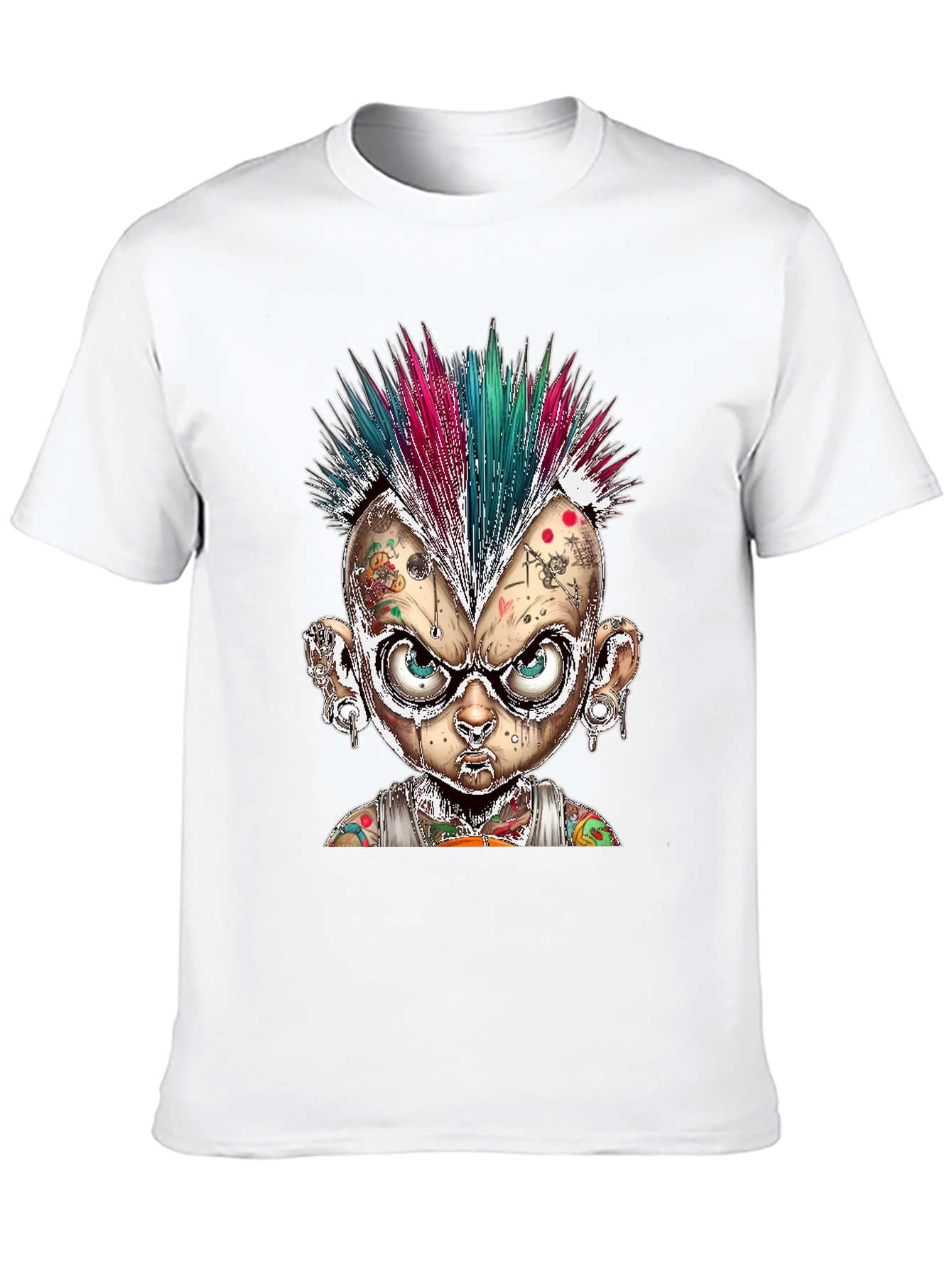 Black Edgy Punk Cartoon Character Graphic Tee view 10
