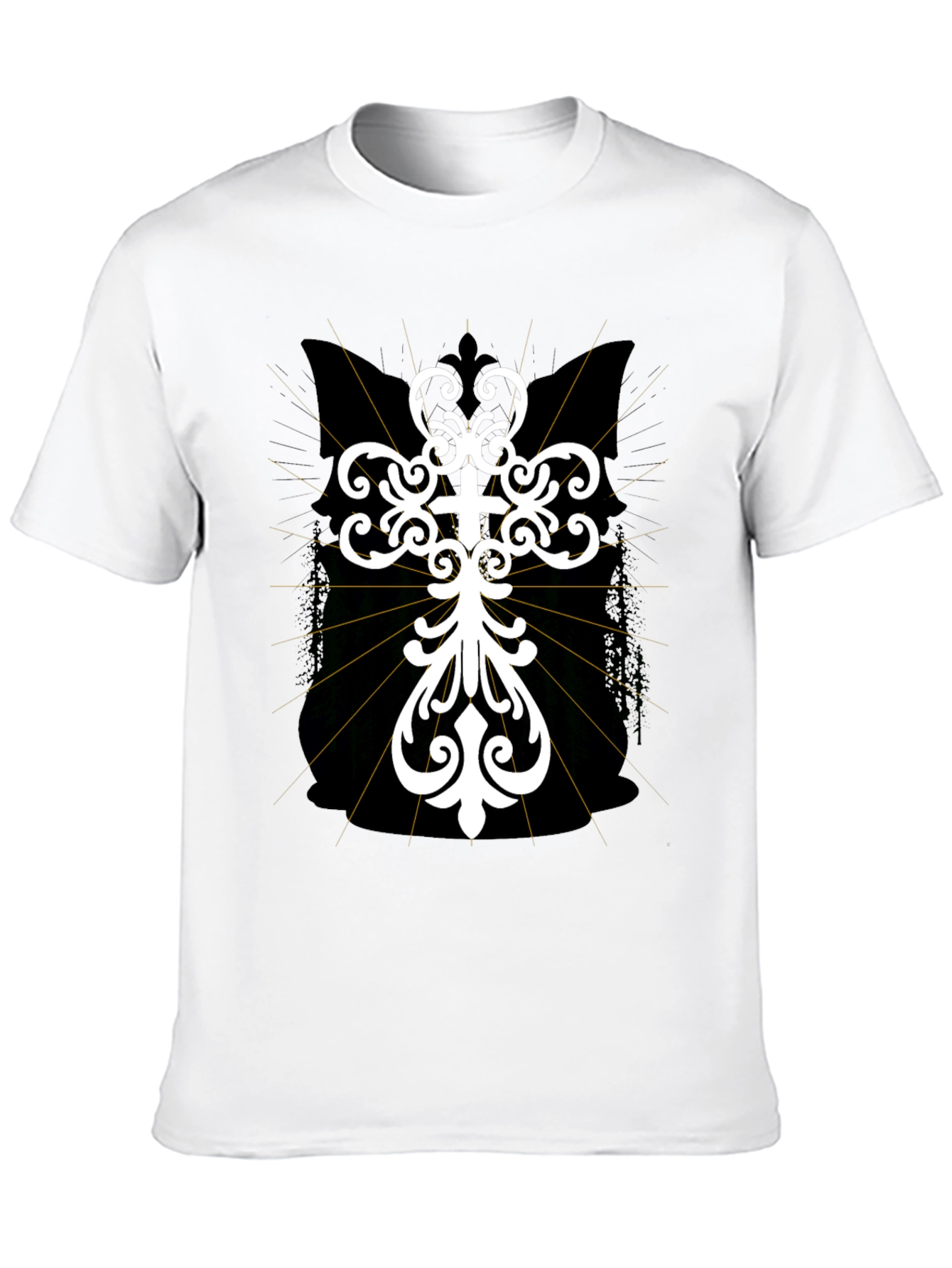 Black Ornate Cross Graphic T-Shirt - Black view 10