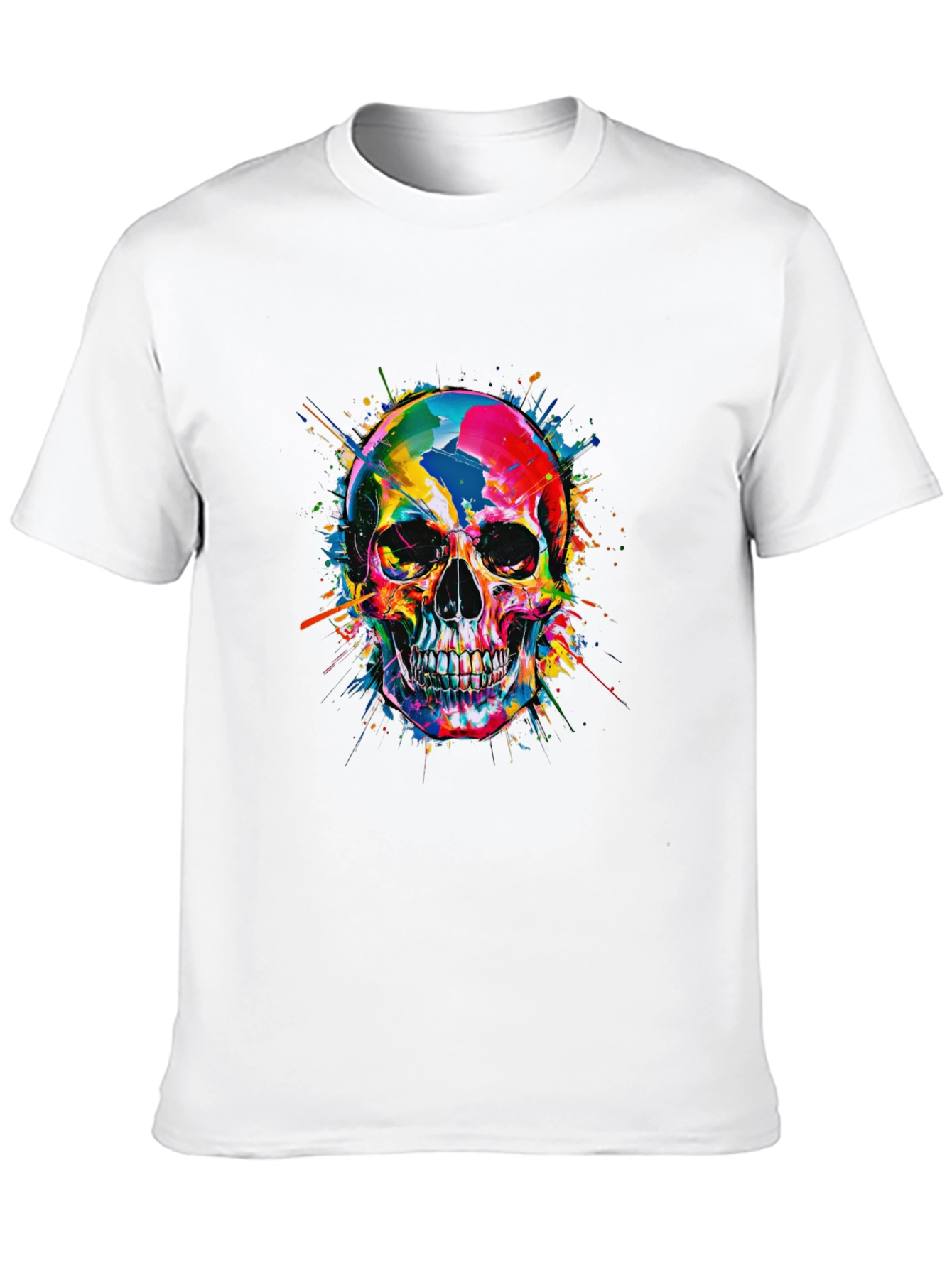 Black Colorful Skull Graphic Print Black T-Shirt view 10
