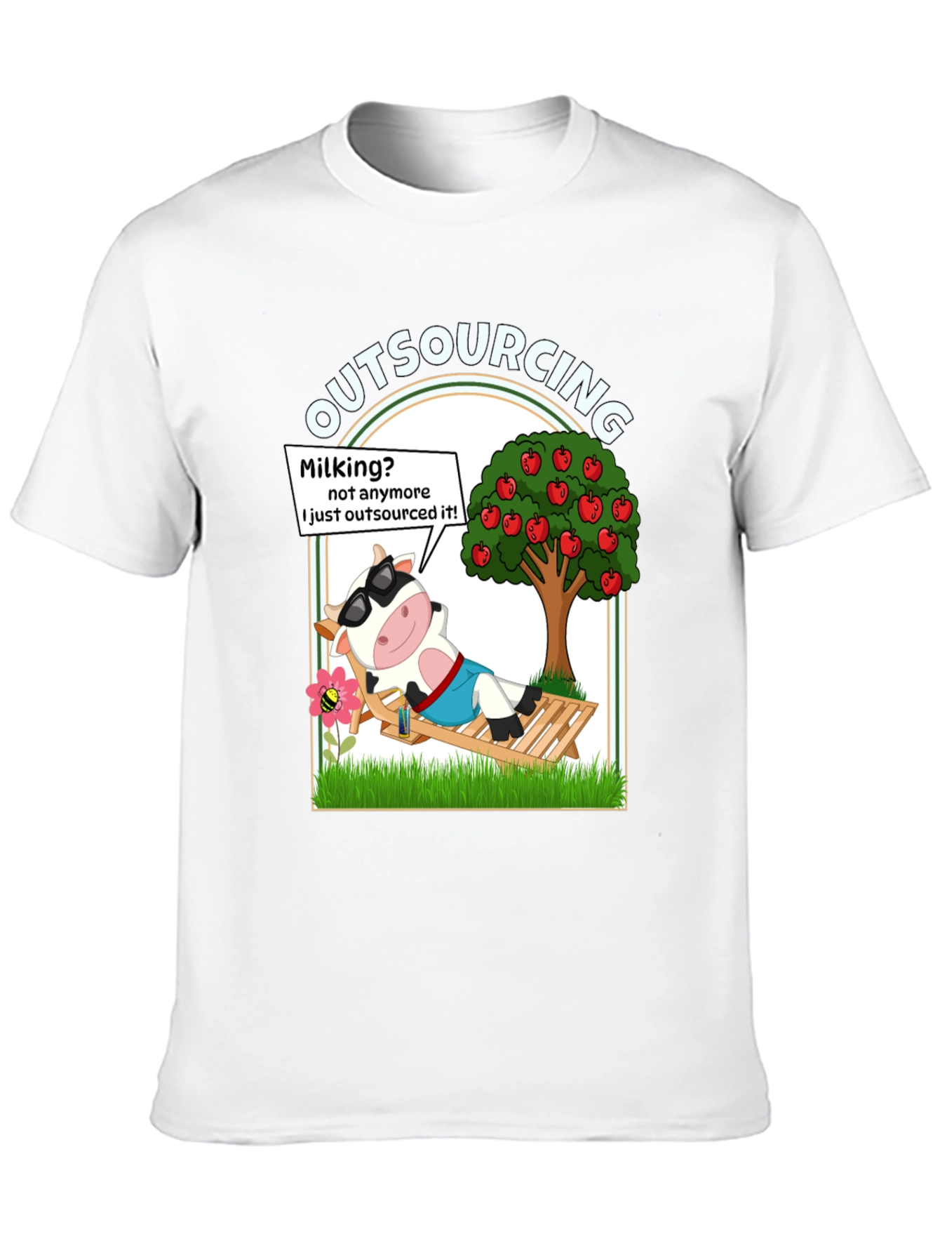 Black Outsourcing Cow T-Shirt - Funny Lazy Farm Animal Tee view 10