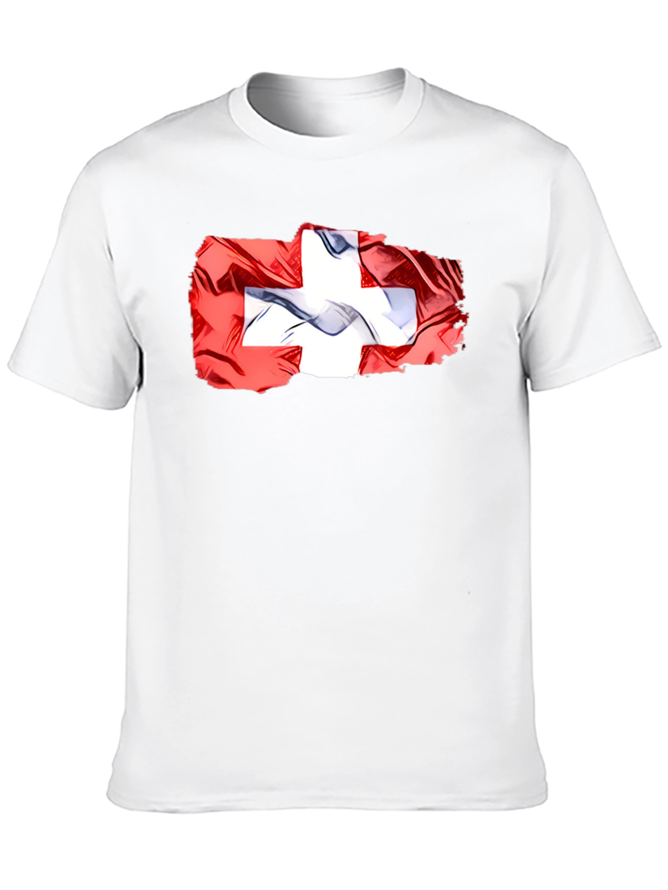 Black Swiss Flag Graphic Tee - Black Casual T-Shirt view 10