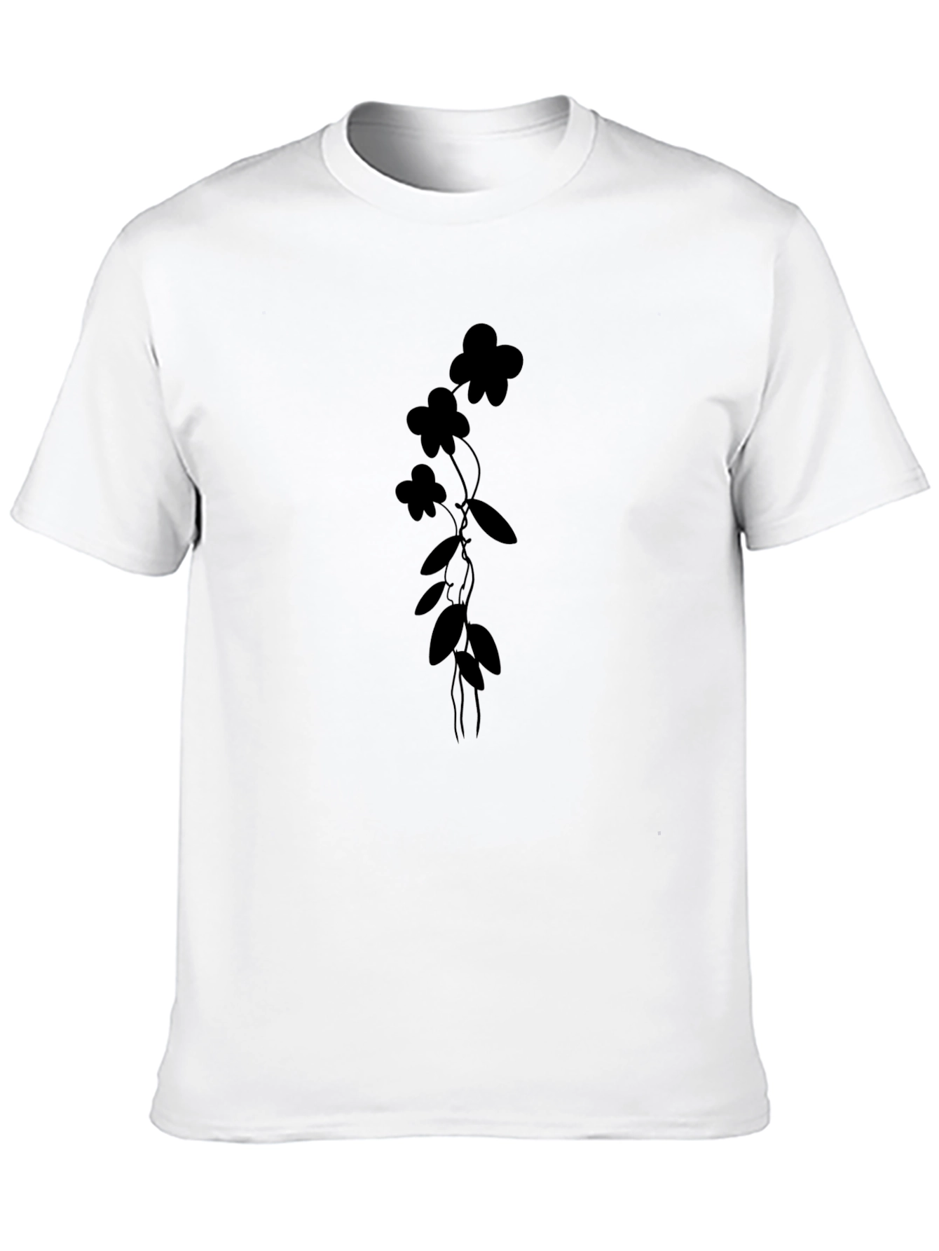Black Floral Vine Graphic Tee - Modern Style - 10