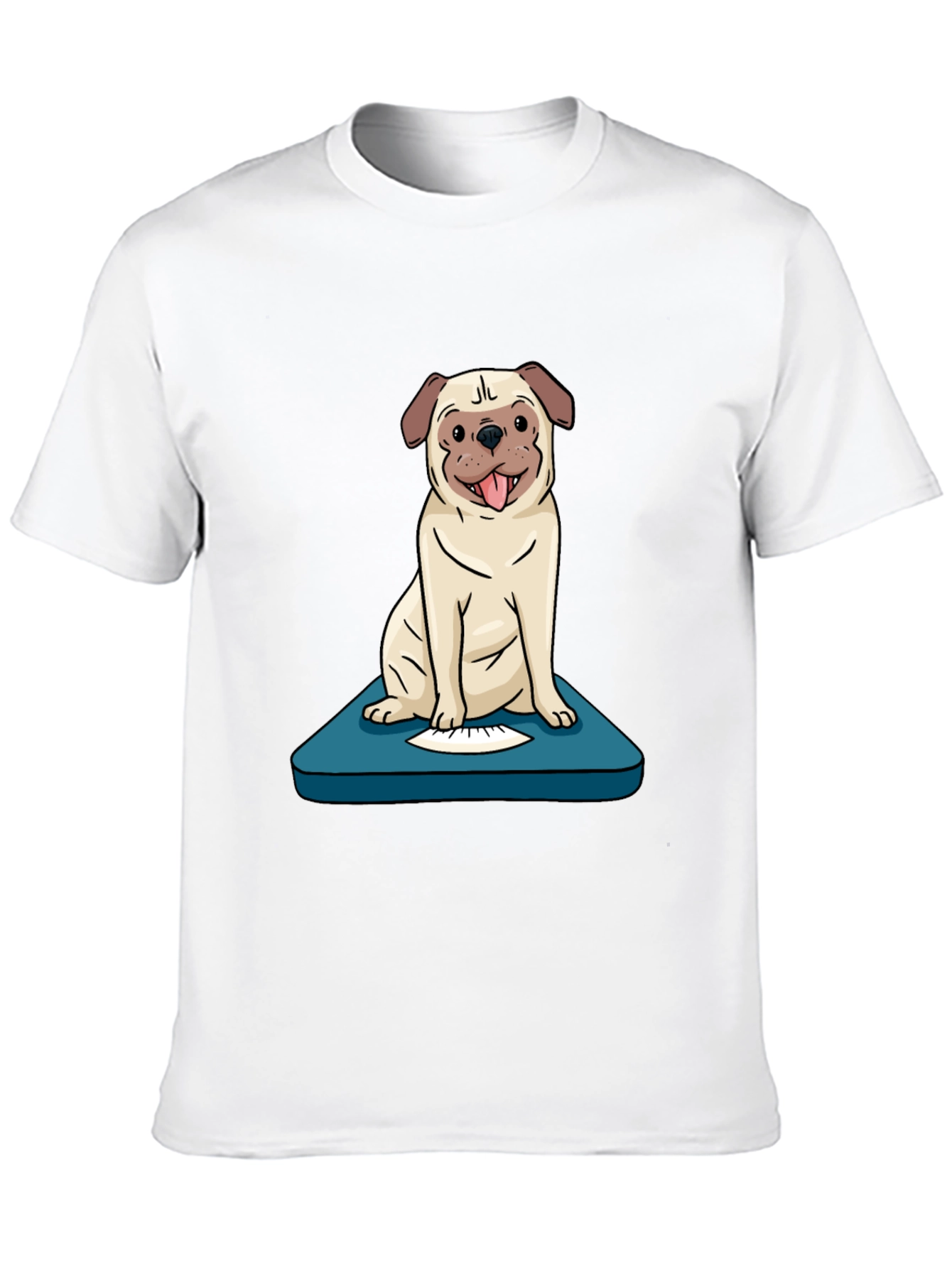 Black Pug on Scale Graphic Tee - Weighty Humor T-Shirt view 10