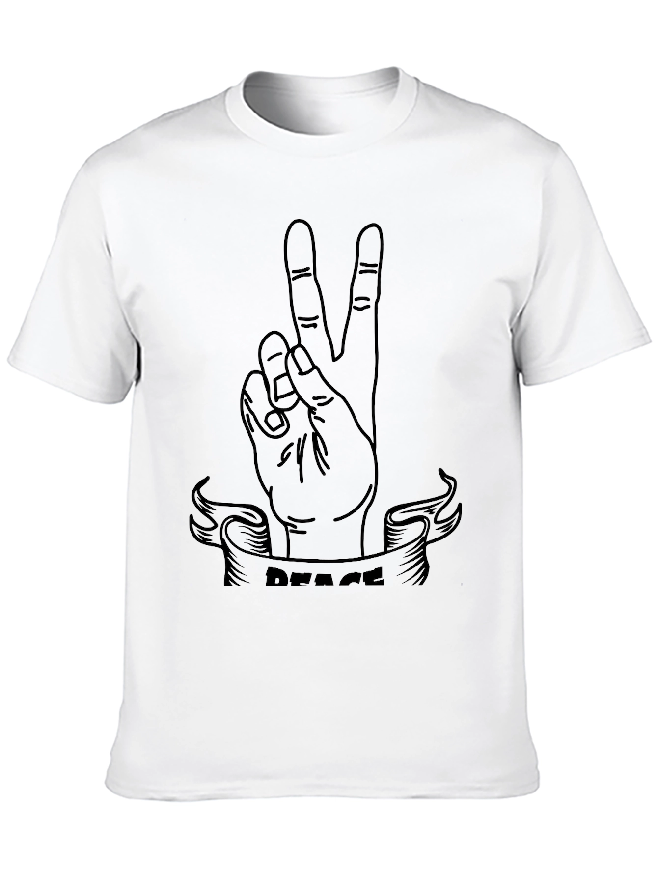 Black Peace Sign Graphic Tee - Black Cotton T-Shirt view 10