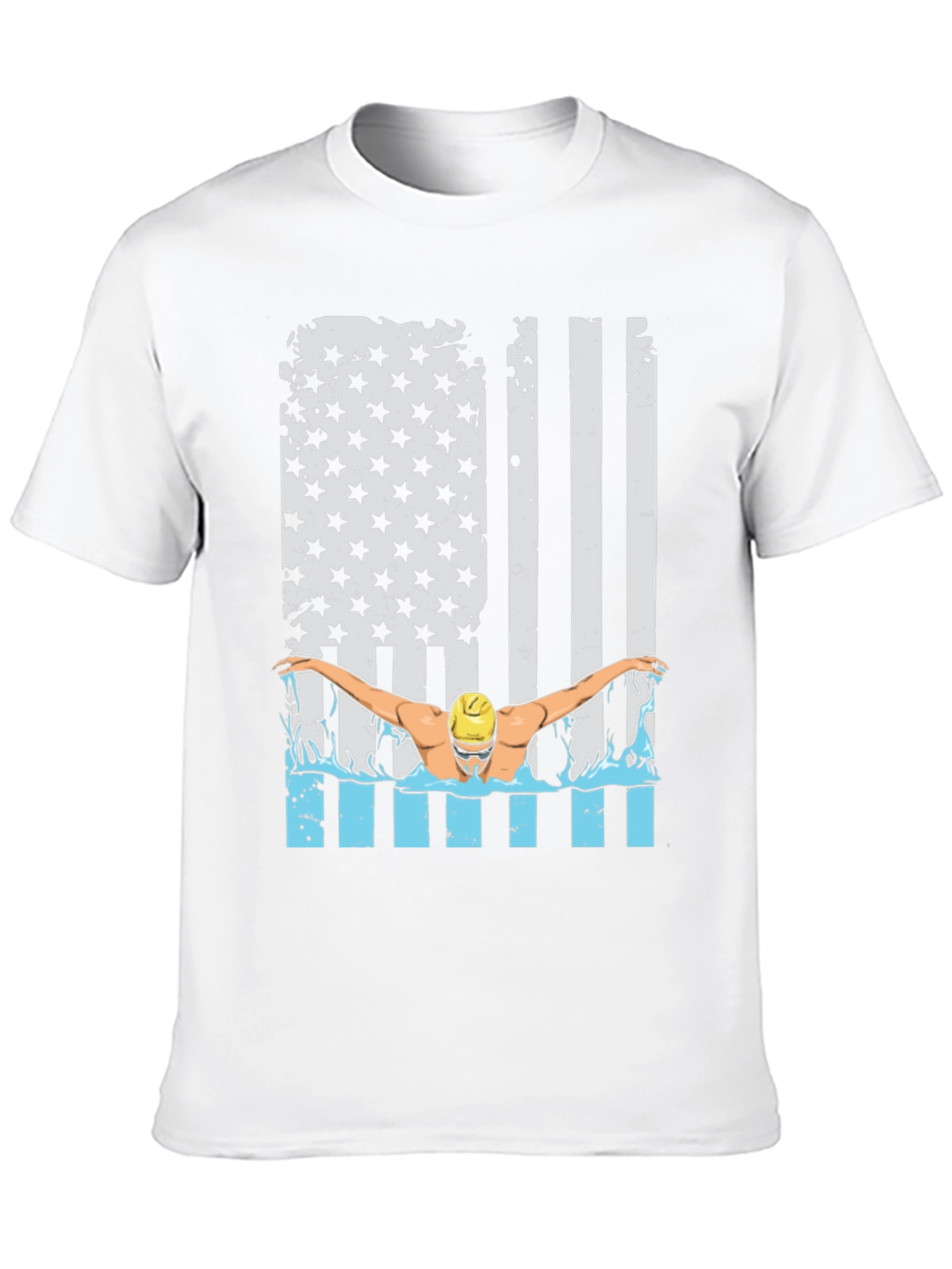 Black Patriotic Swimmer T-Shirt USA Flag Design view 10