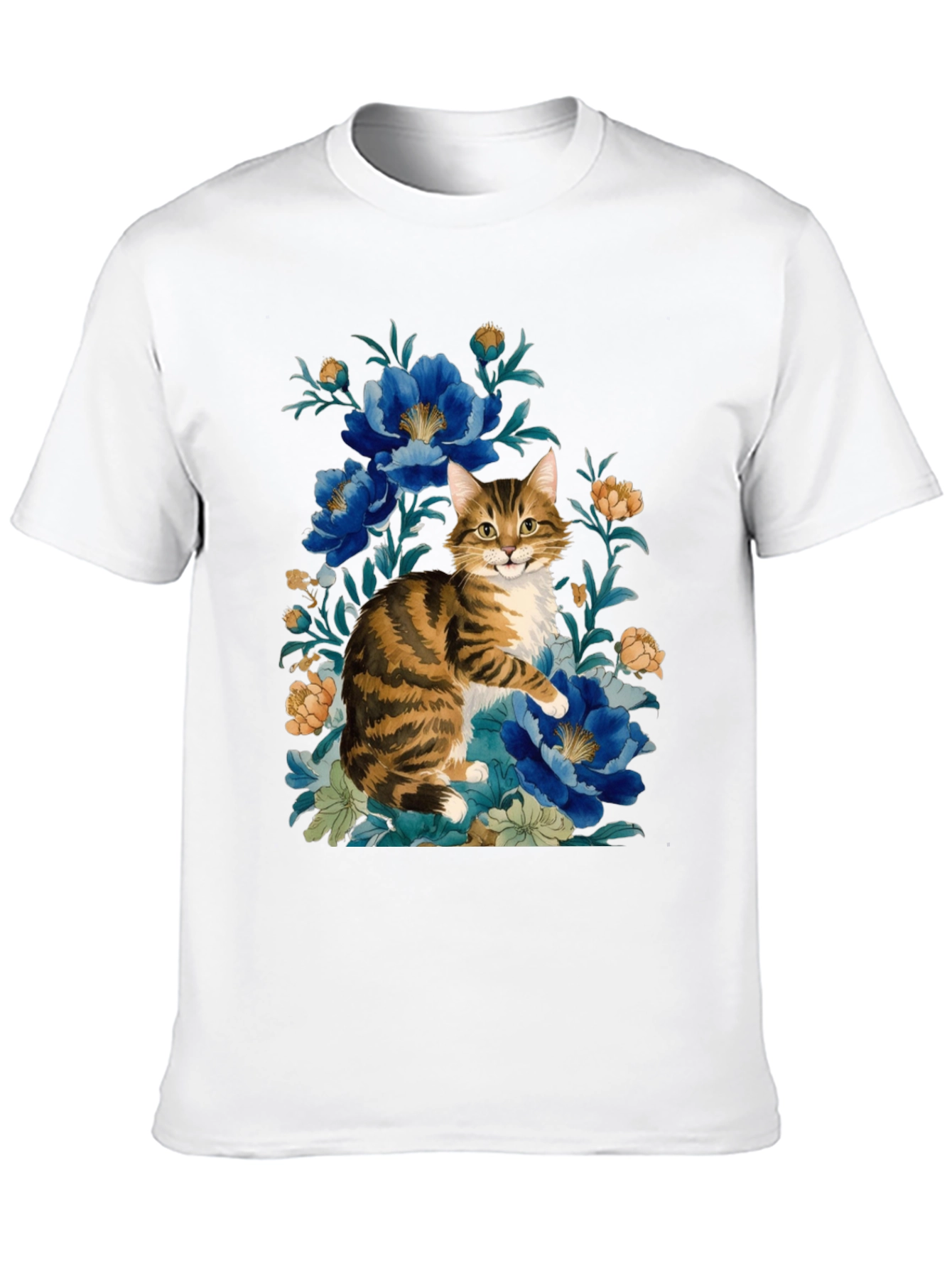Black Floral Cat Graphic Tee - Soft Cotton Blend view 10