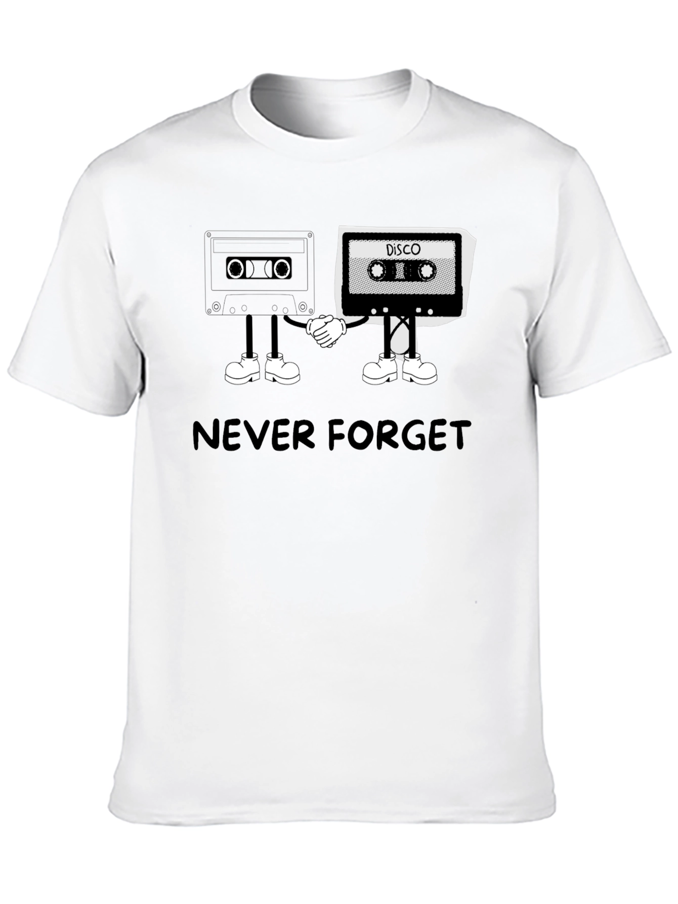 Black Retro Cassette Tape T-Shirt: Never Forget Disco! view 10