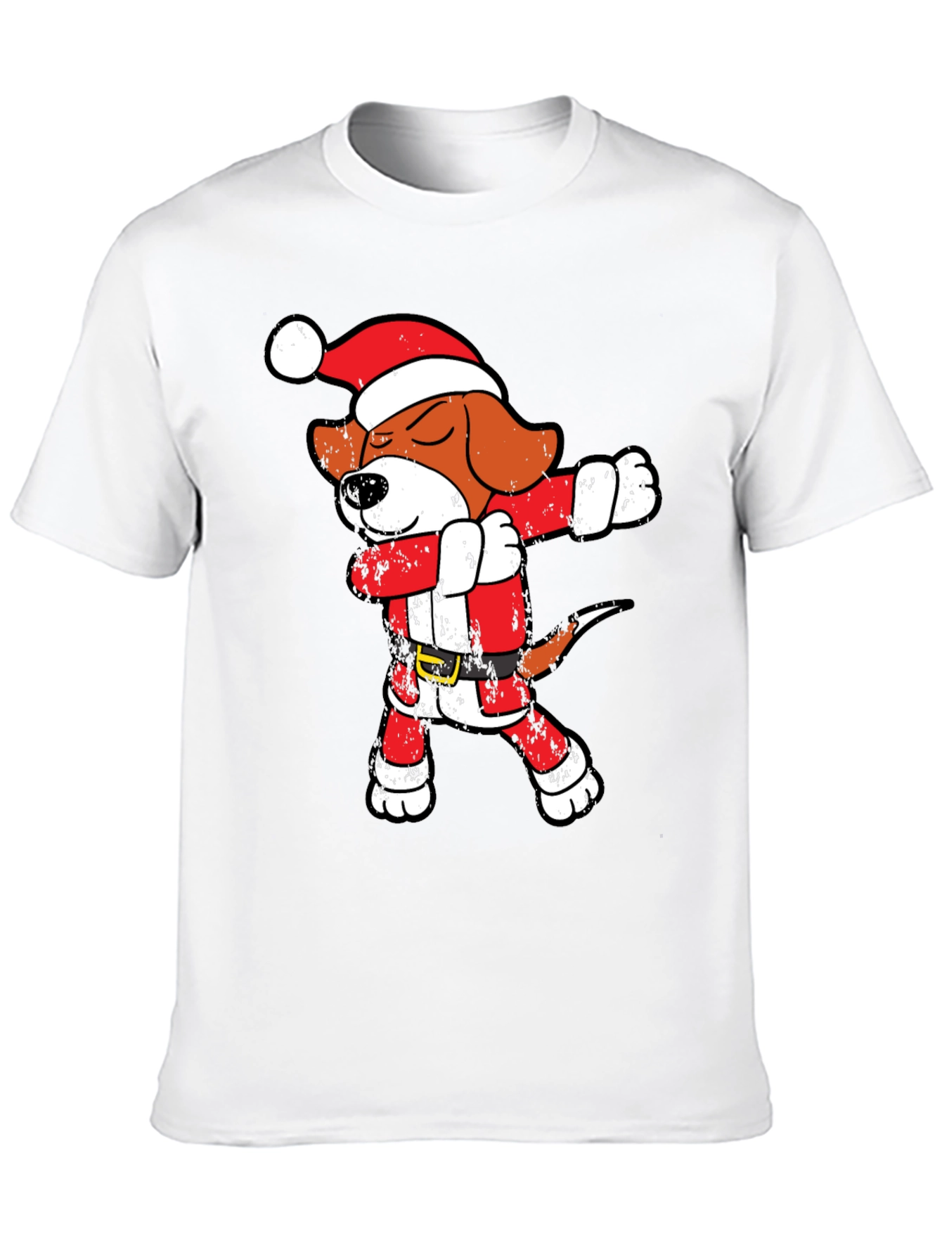 Black Dabbing Santa Beagle T-Shirt view 10