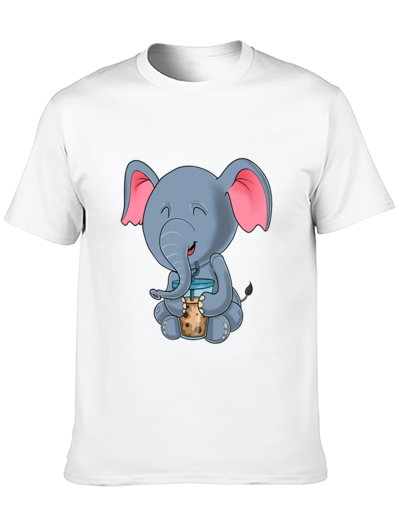 Black Cute Elephant Bubble Tea Graphic Tee view 10
