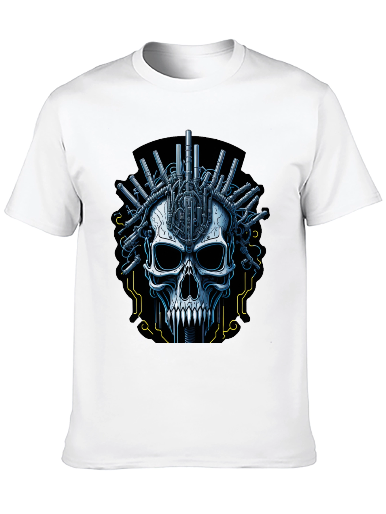 Black Cyberpunk Skull Graphic T-Shirt view 10