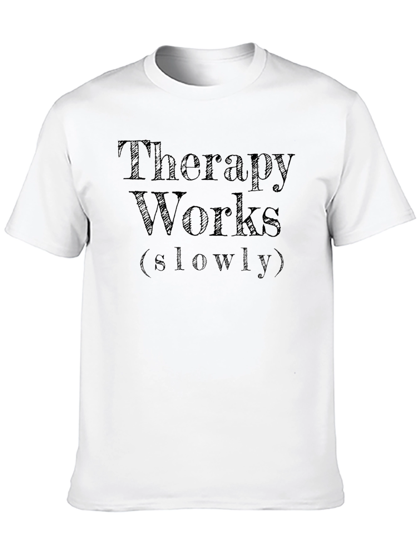 Black Therapy Works (Slowly) Slogan Graphic Tee view 10