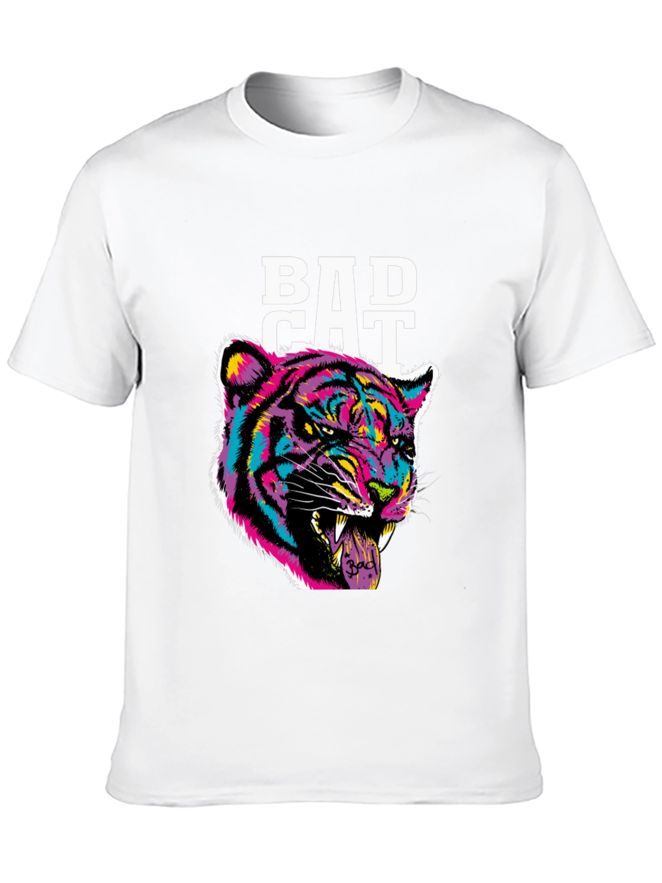 Black Bad Cat Graphic Print Tee - Black Cotton Blend view 10