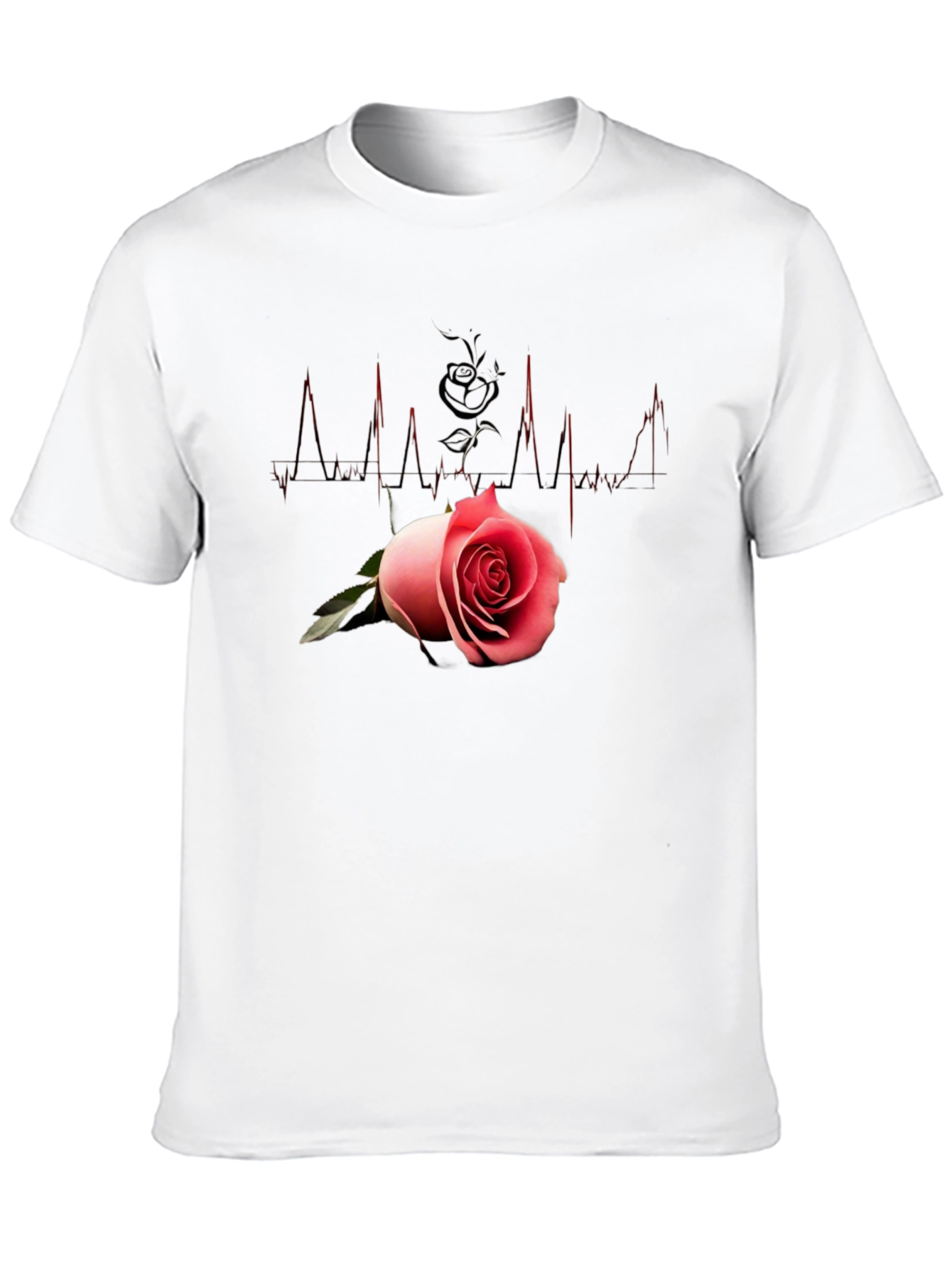 Black Rose Heartbeat Graphic Tee - Romantic Style view 10