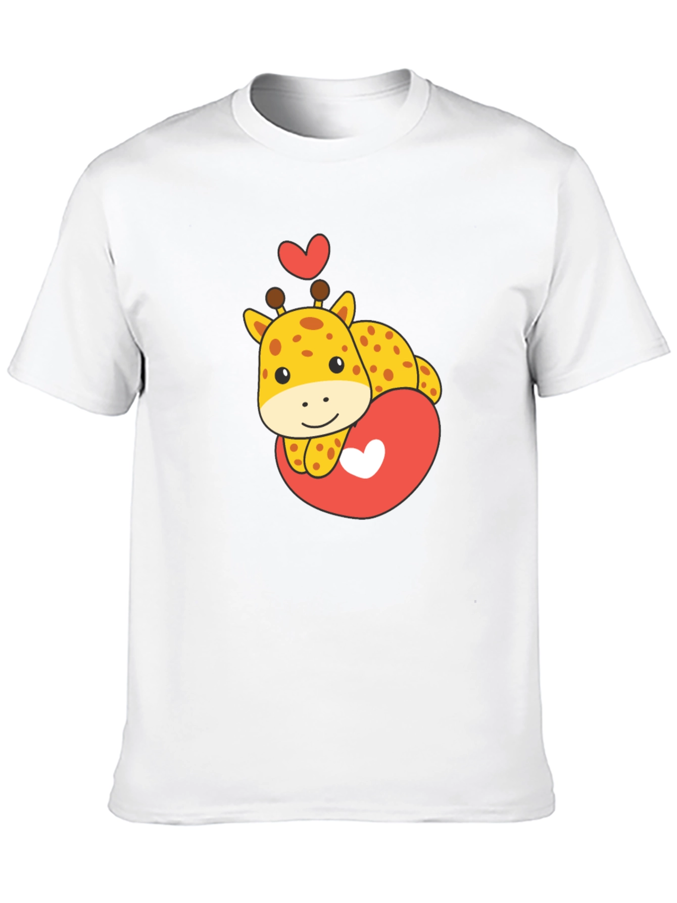 Black Cute Giraffe Heart Graphic Tee - Black T-Shirt view 10