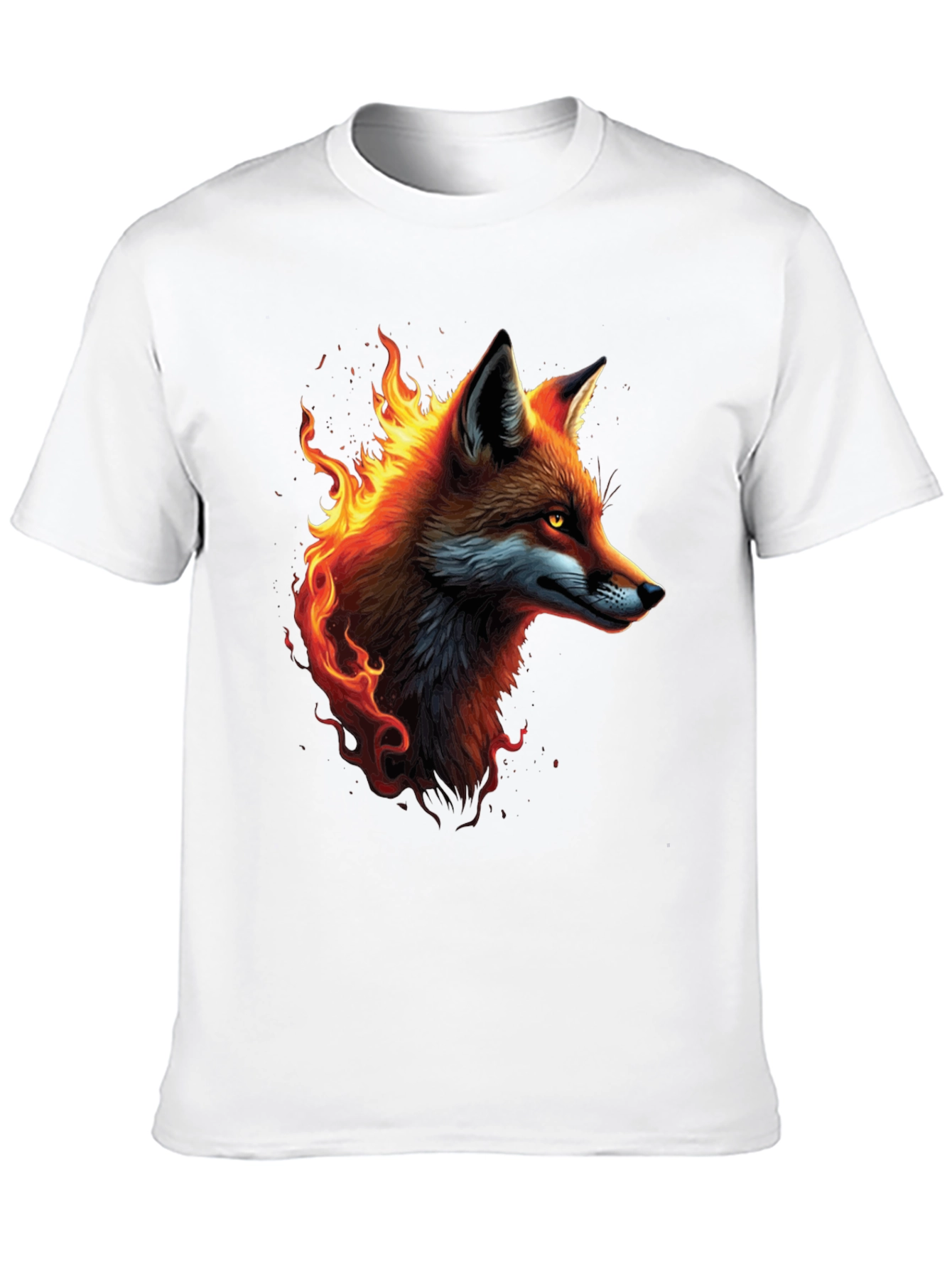 Black Fiery Fox Graphic Tee - Cool Animal T-Shirt view 10
