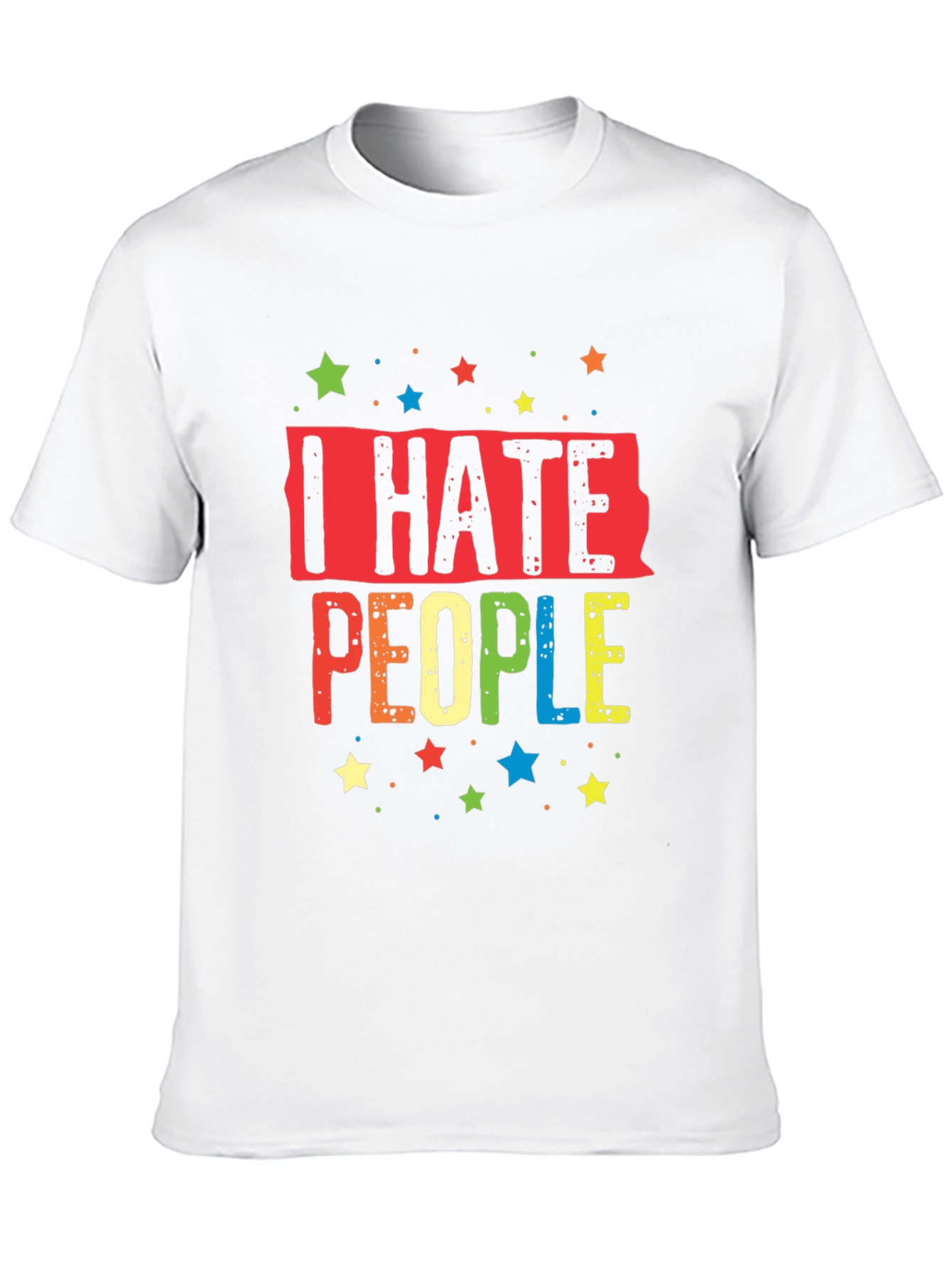 Black I Hate People Colorful Graphic T-Shirt view 10