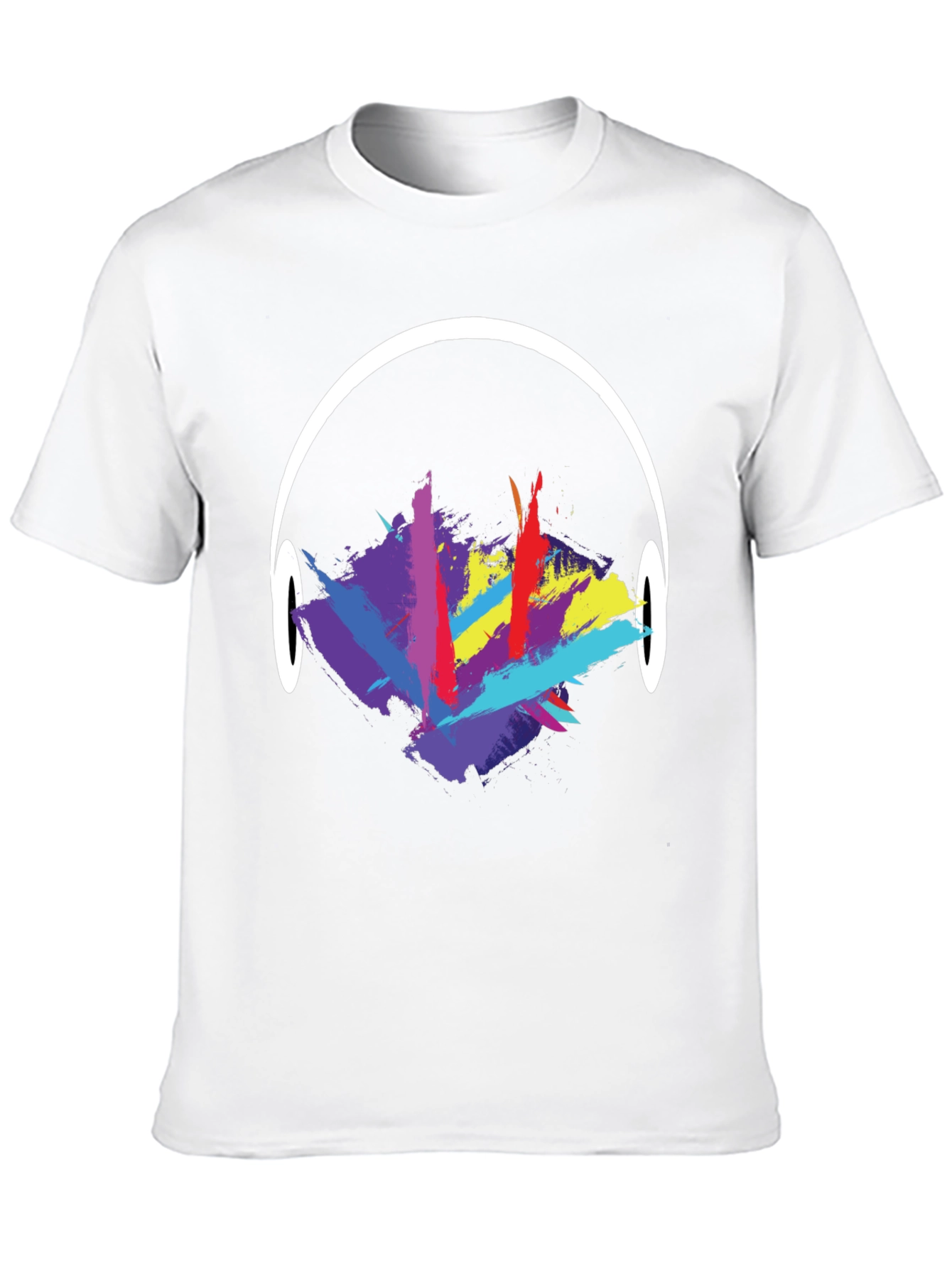 Black Abstract Headphones Graphic T-Shirt view 10