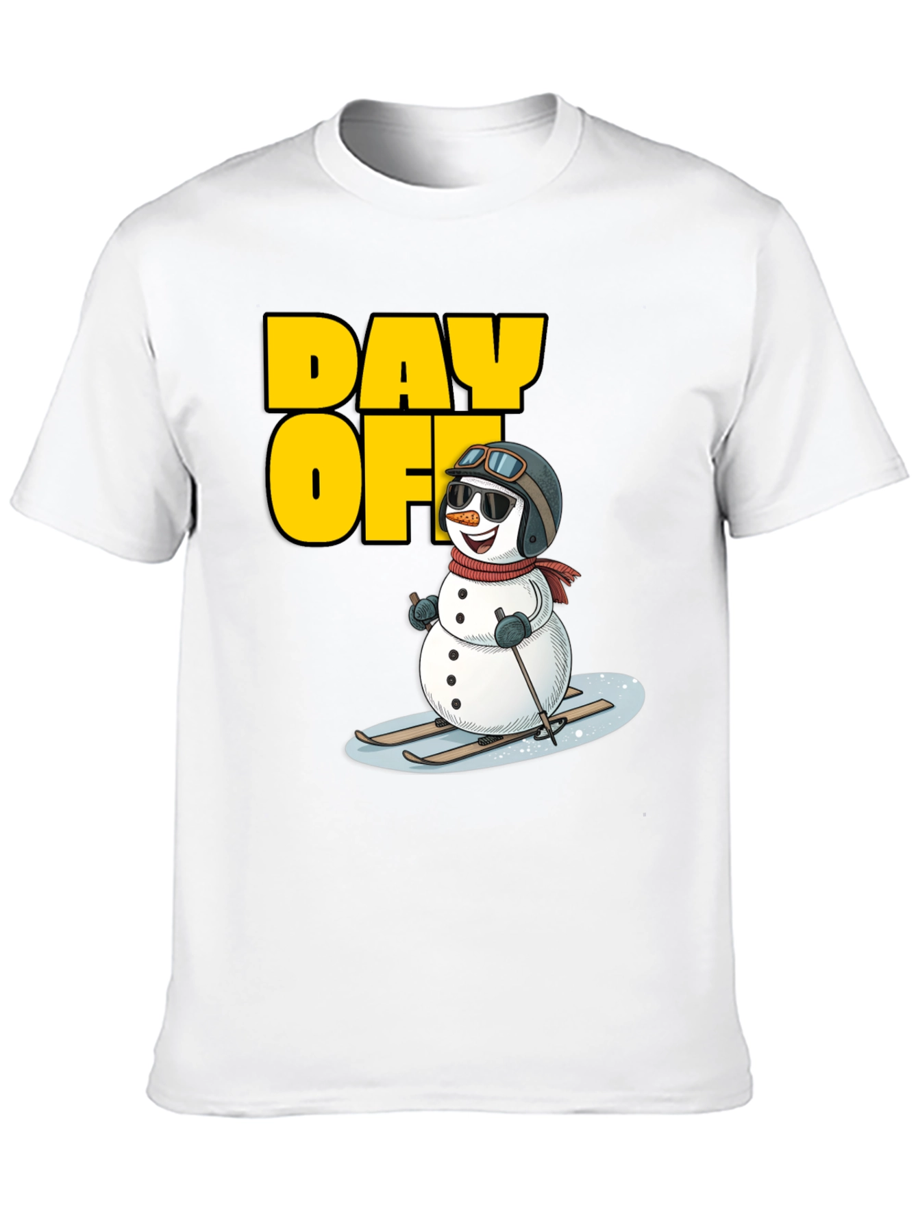 Black Day Off Snowman T-Shirt - Skiing Holiday Tee view 10