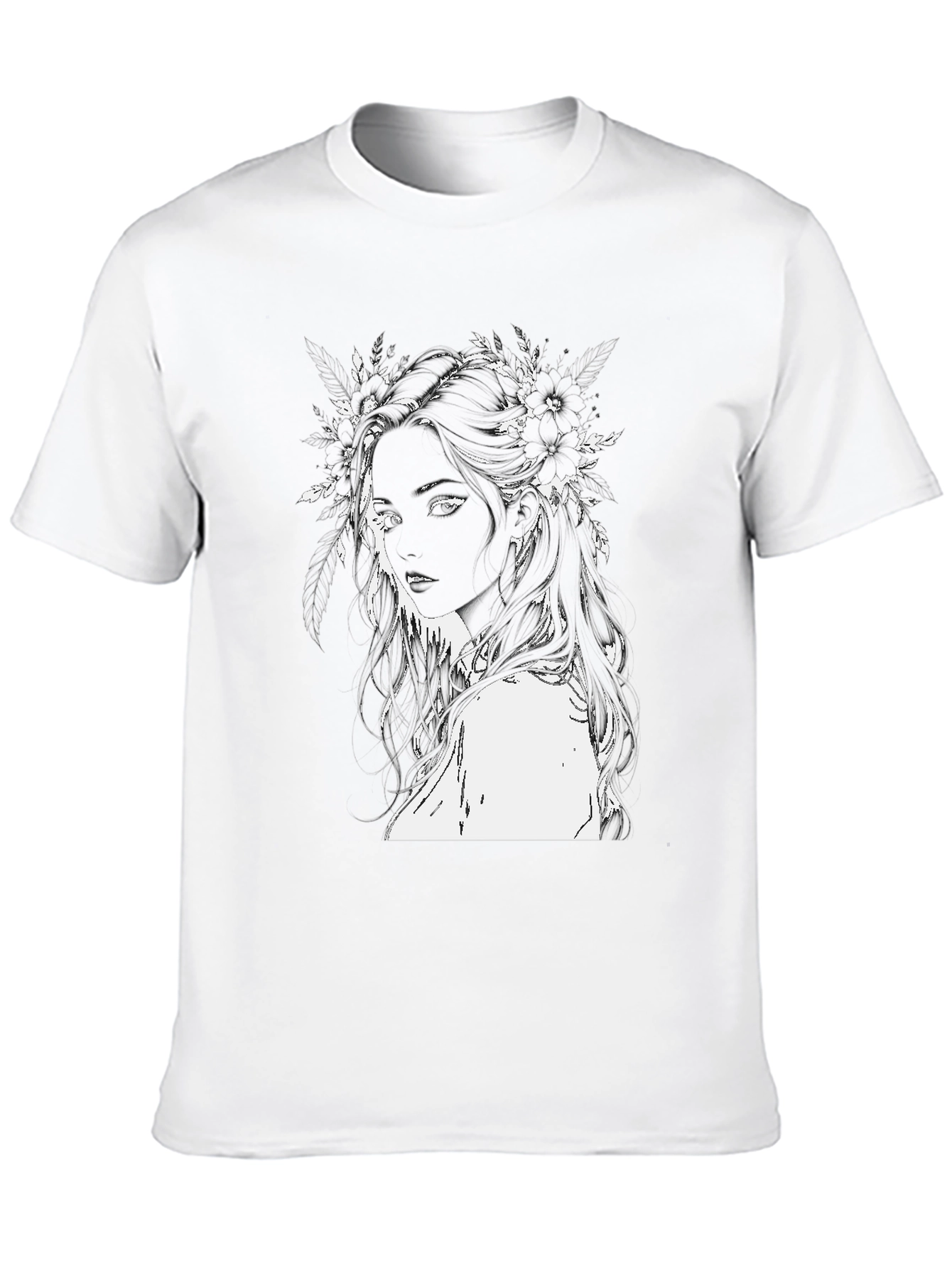 Black Black T-Shirt with Floral Woman Design view 10
