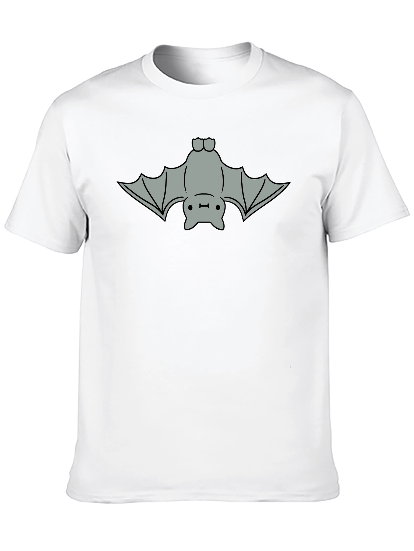 Black Cute Bat Graphic Tee - Black Cotton T-Shirt view 10