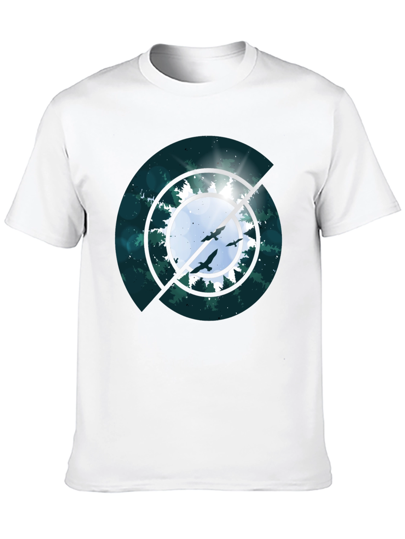 Black Nature Target T-Shirt - Forest Birds Tee view 10