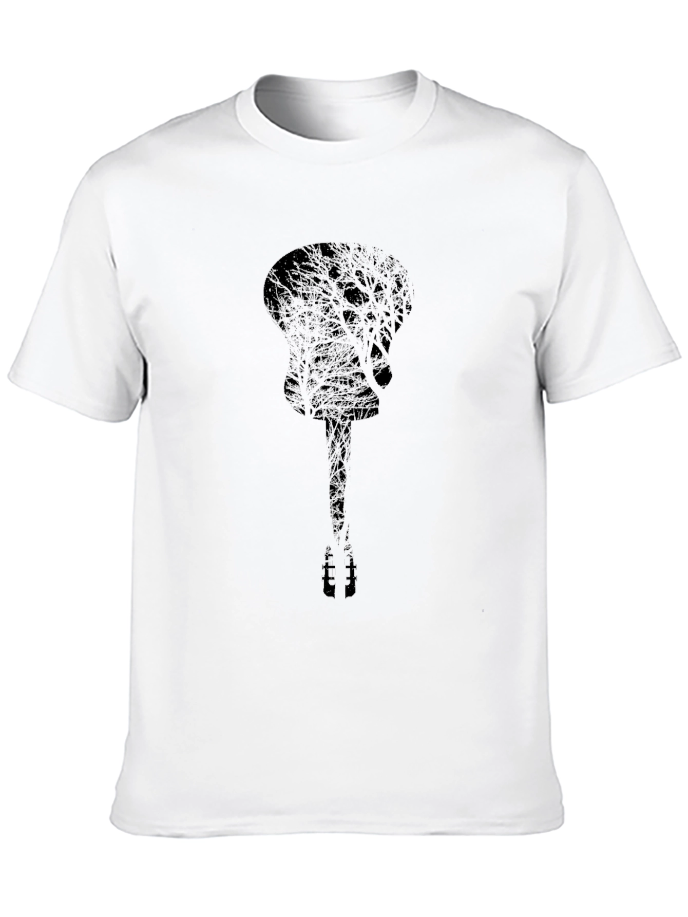 Black Guitar Tree Silhouette Black Graphic Tee view 10