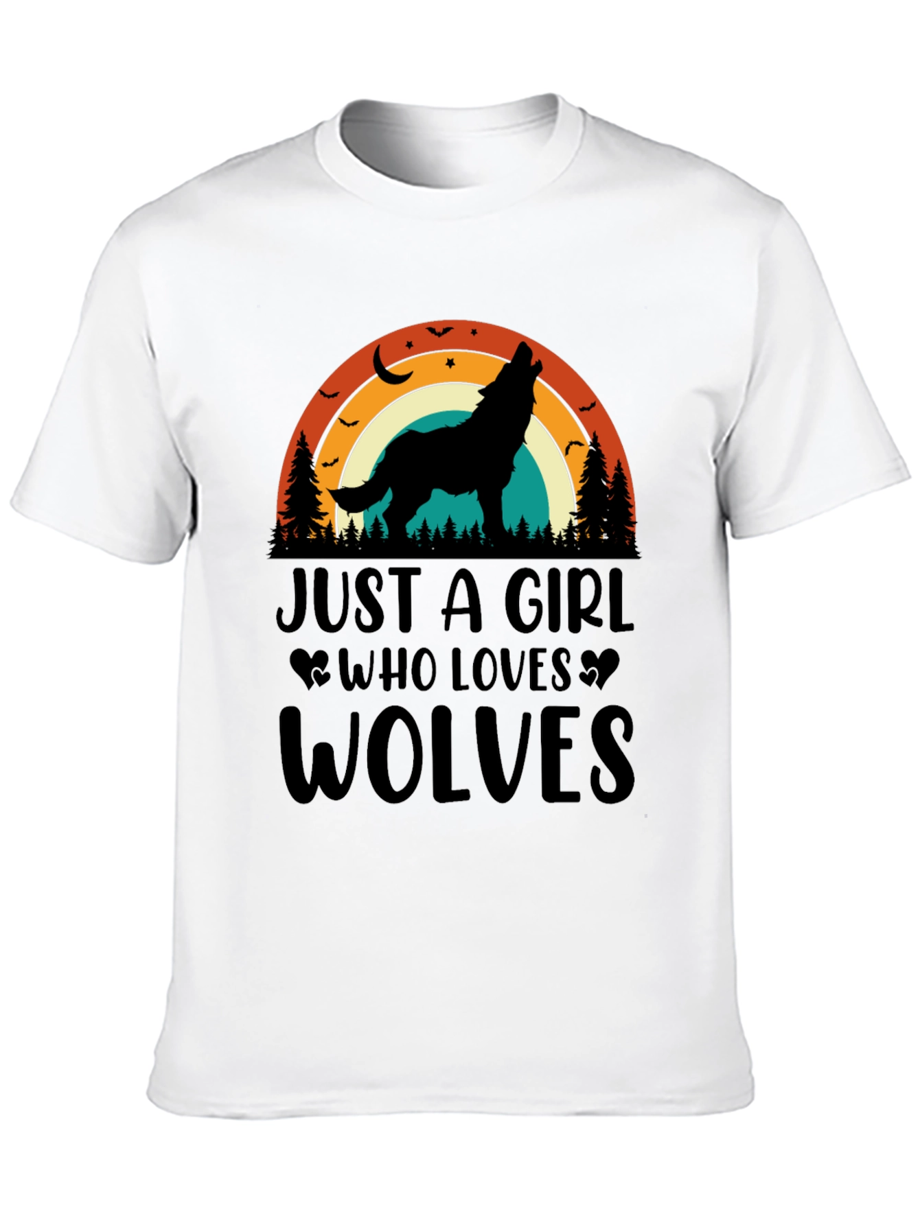 Black Wolf Lover Retro Graphic Tee view 10