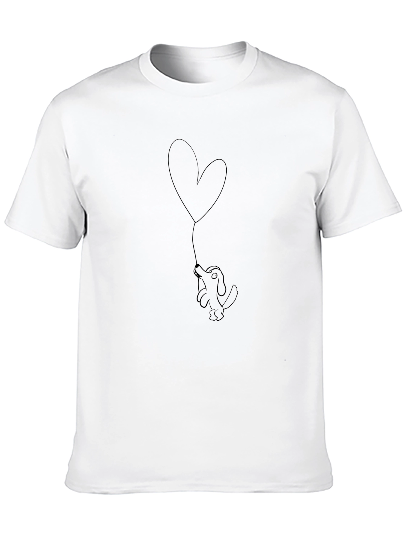 Black Dog with Heart Balloon Black T-Shirt view 10