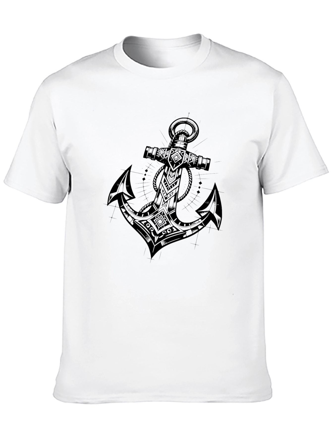 Black Men's Black T-Shirt with Anchor Graphic view 10