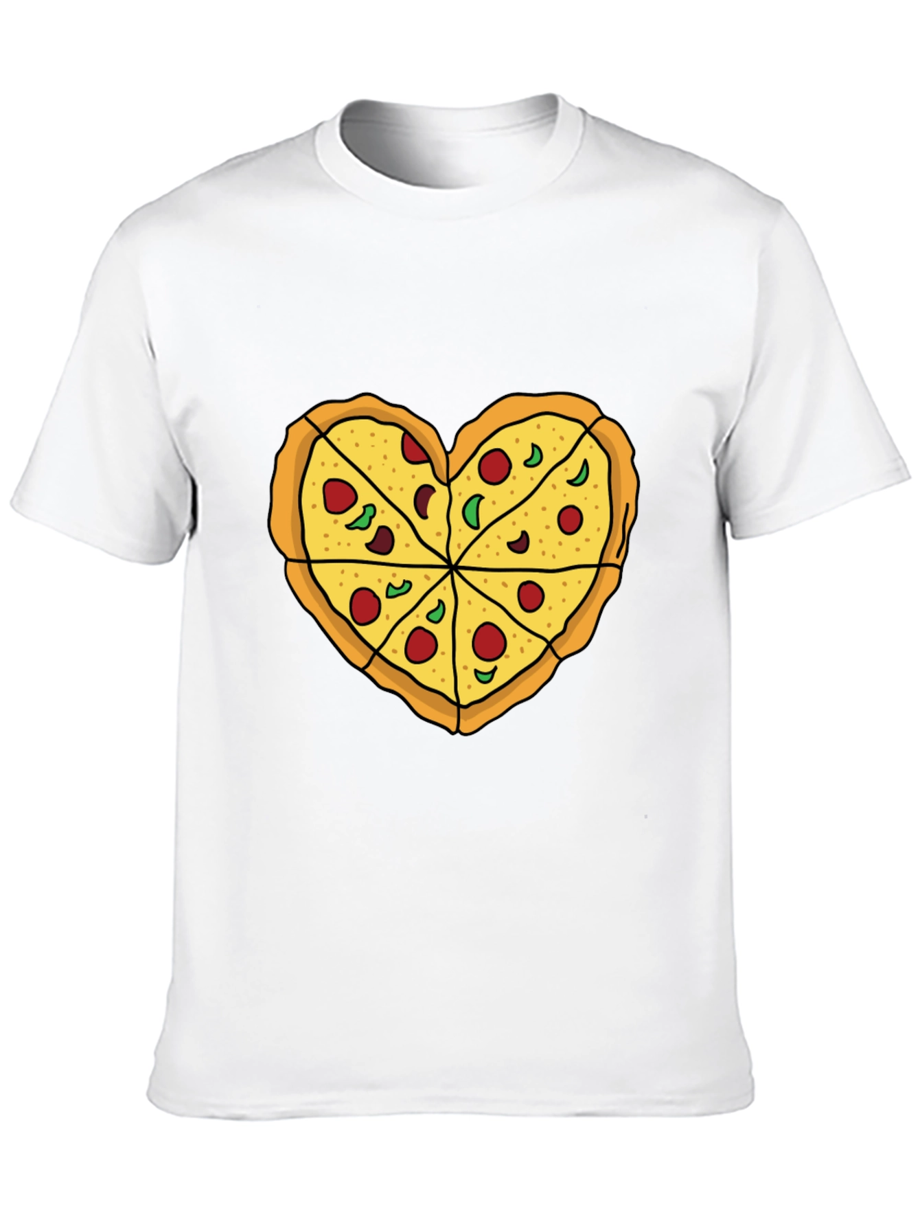 Black Pizza Heart Graphic Tee -  Food Lover's T-Shirt view 10
