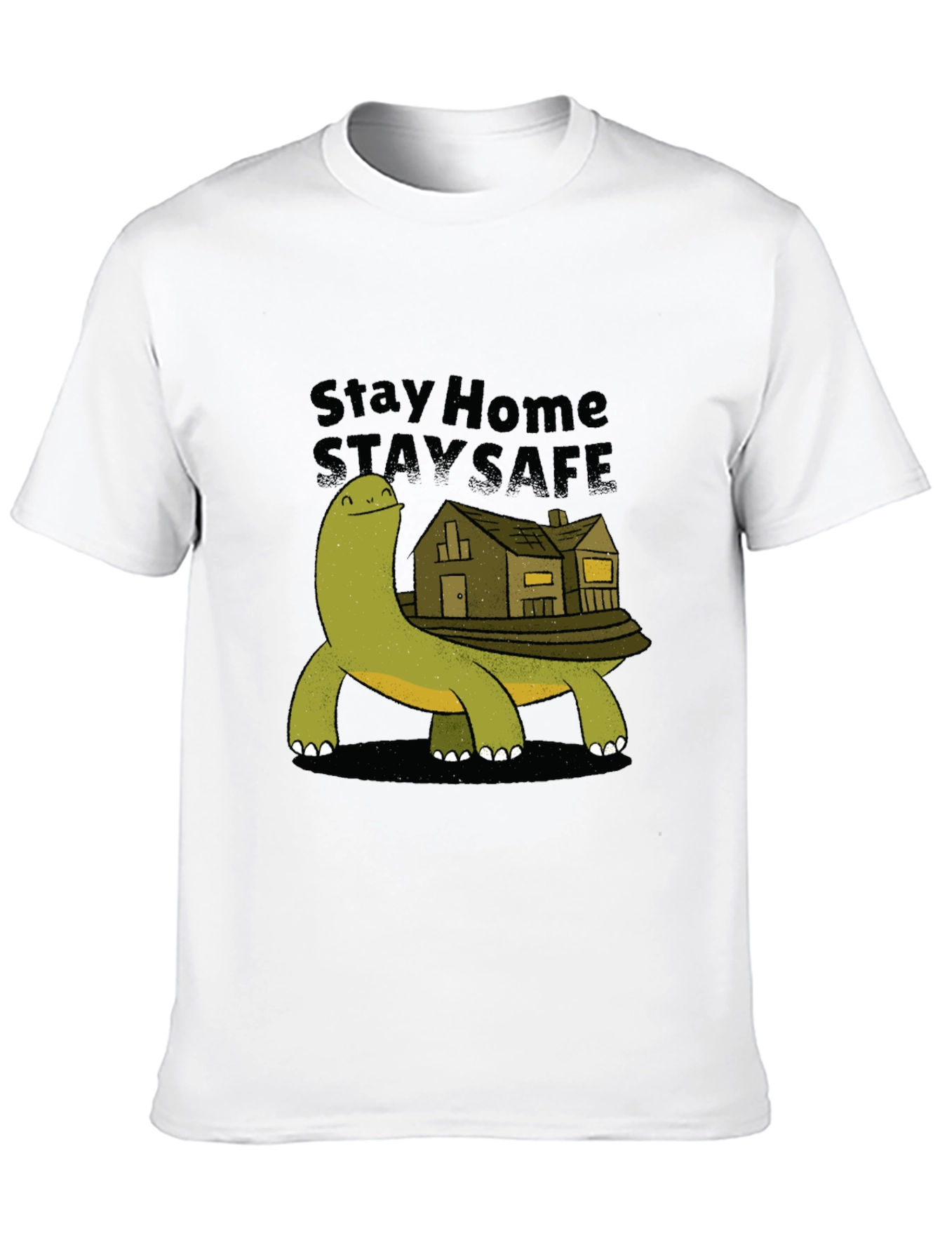 Black Stay Home Stay Safe Turtle House T-Shirt view 10