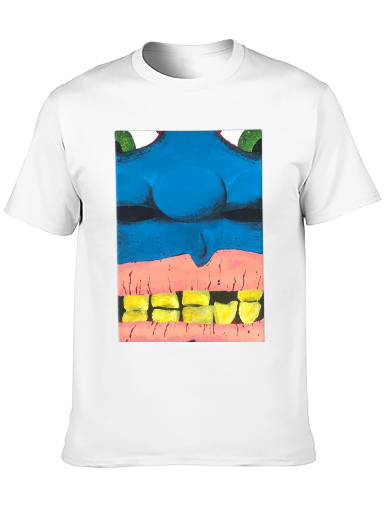 Black Blue Monster Face Graphic Tee - Unique Design view 10