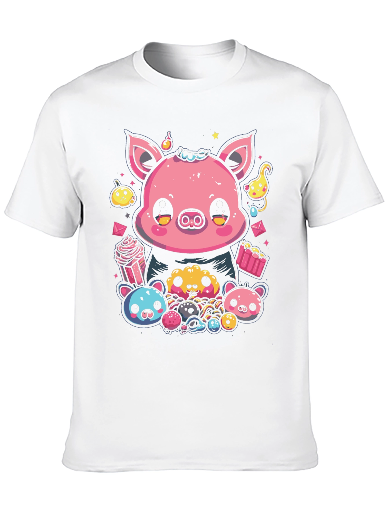 Black Kawaii Piggy T-Shirt - Cute Cartoon Graphic Tee view 10