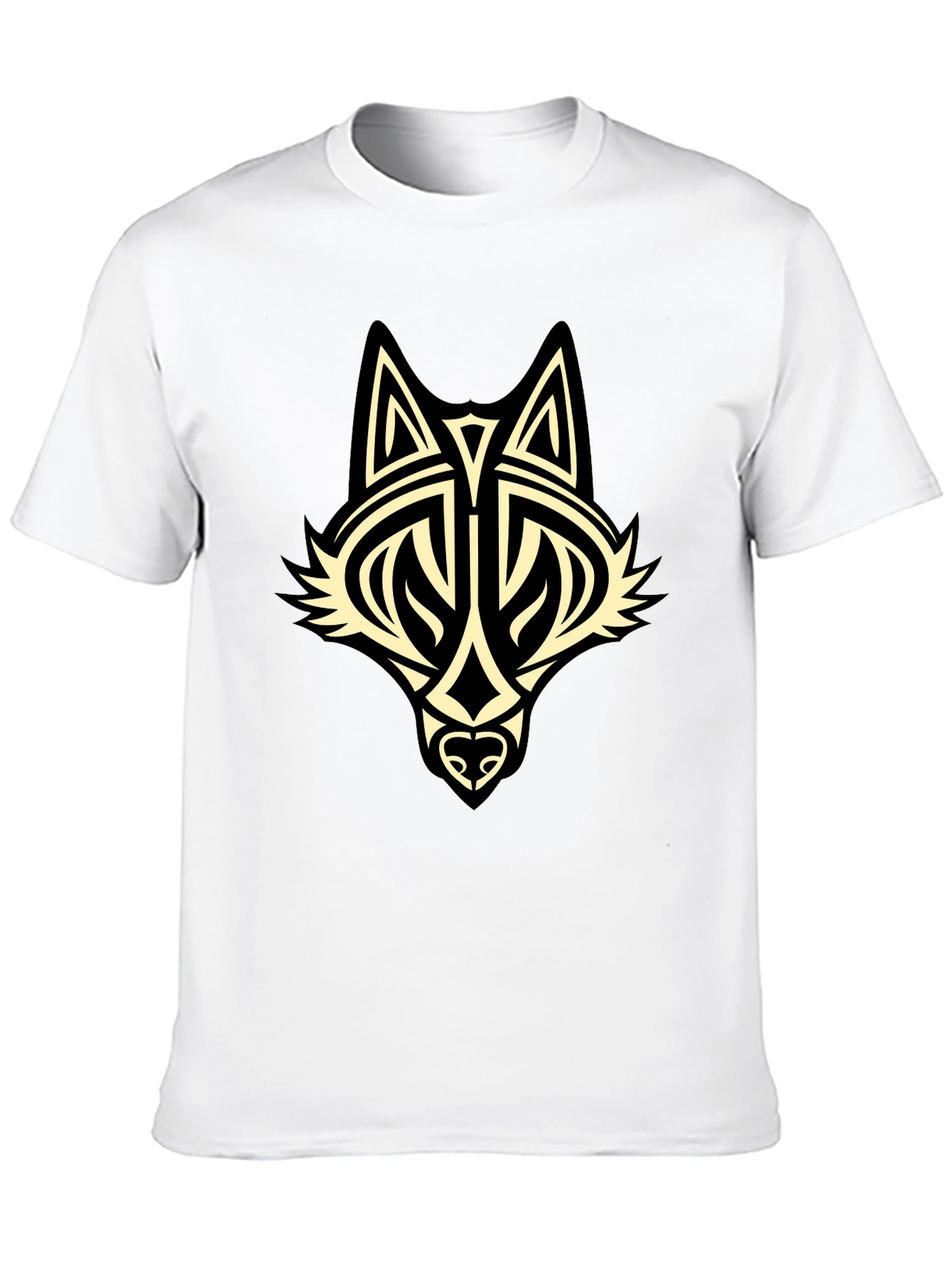 Black Tribal Wolf Graphic Black T-Shirt view 10