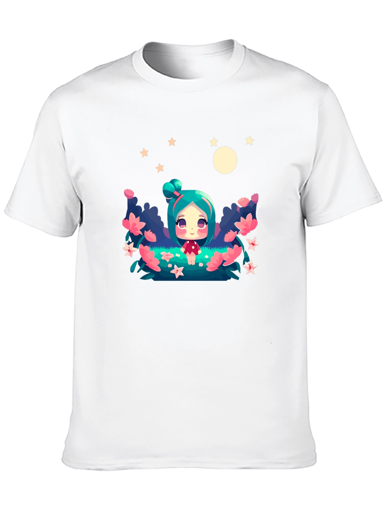 Black Cute Cartoon Fairy Graphic Tee - Black Unisex T-Shirt view 10