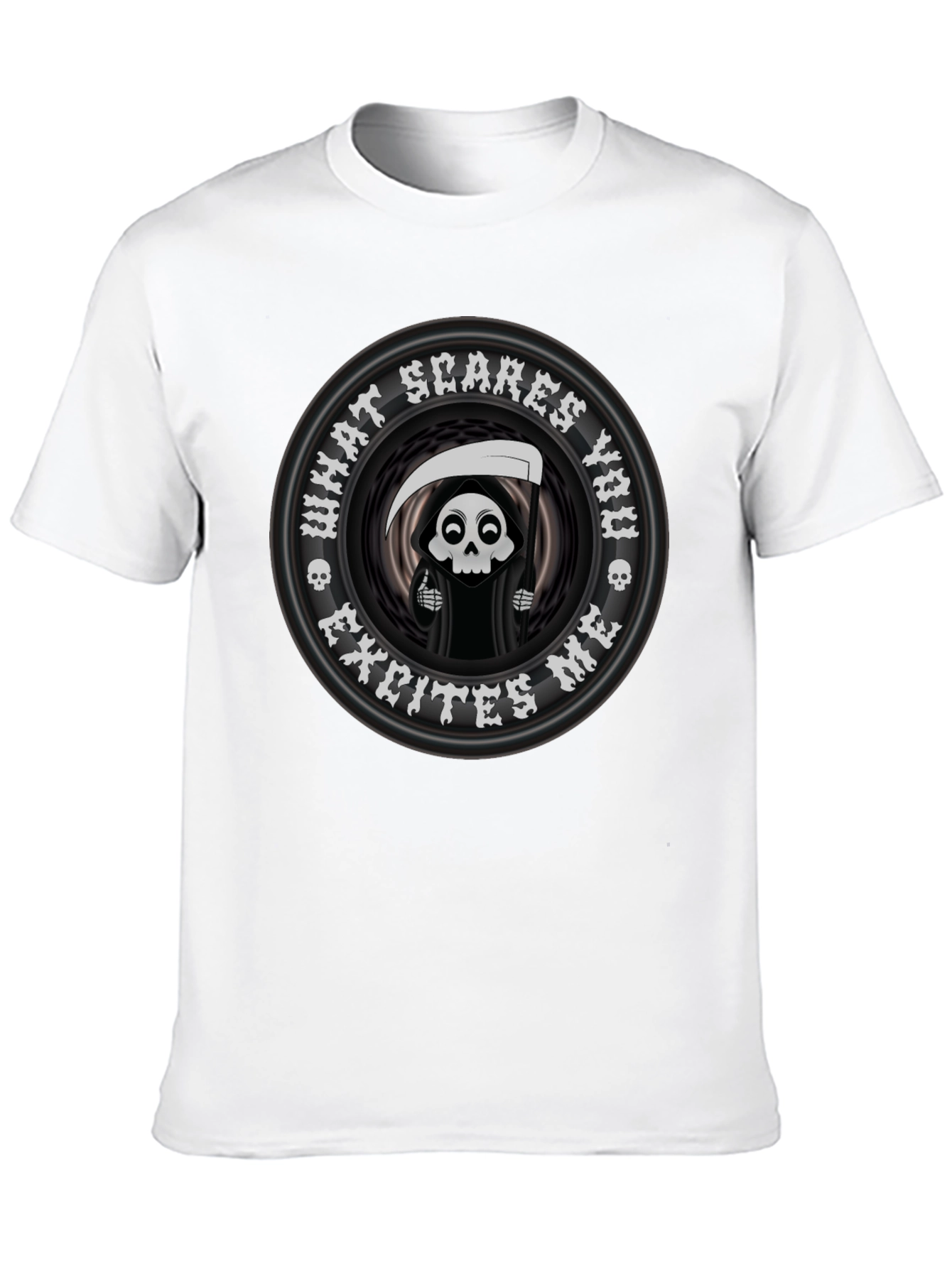 Black Funny Grim Reaper 'What Scares You' Graphic T-Shirt view 10