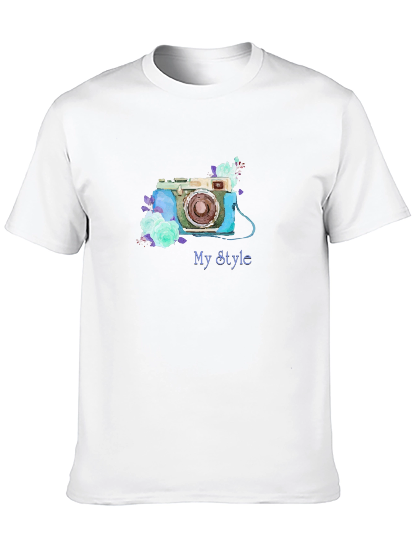 Black Retro Camera Floral Tee - My Style Black T-Shirt view 10