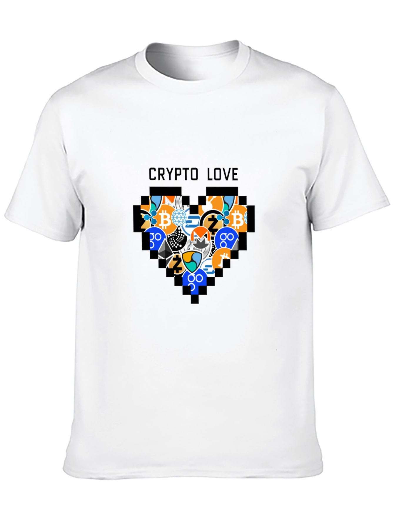Black Crypto Love Black T-Shirt - Bitcoin & Altcoin Heart view 10
