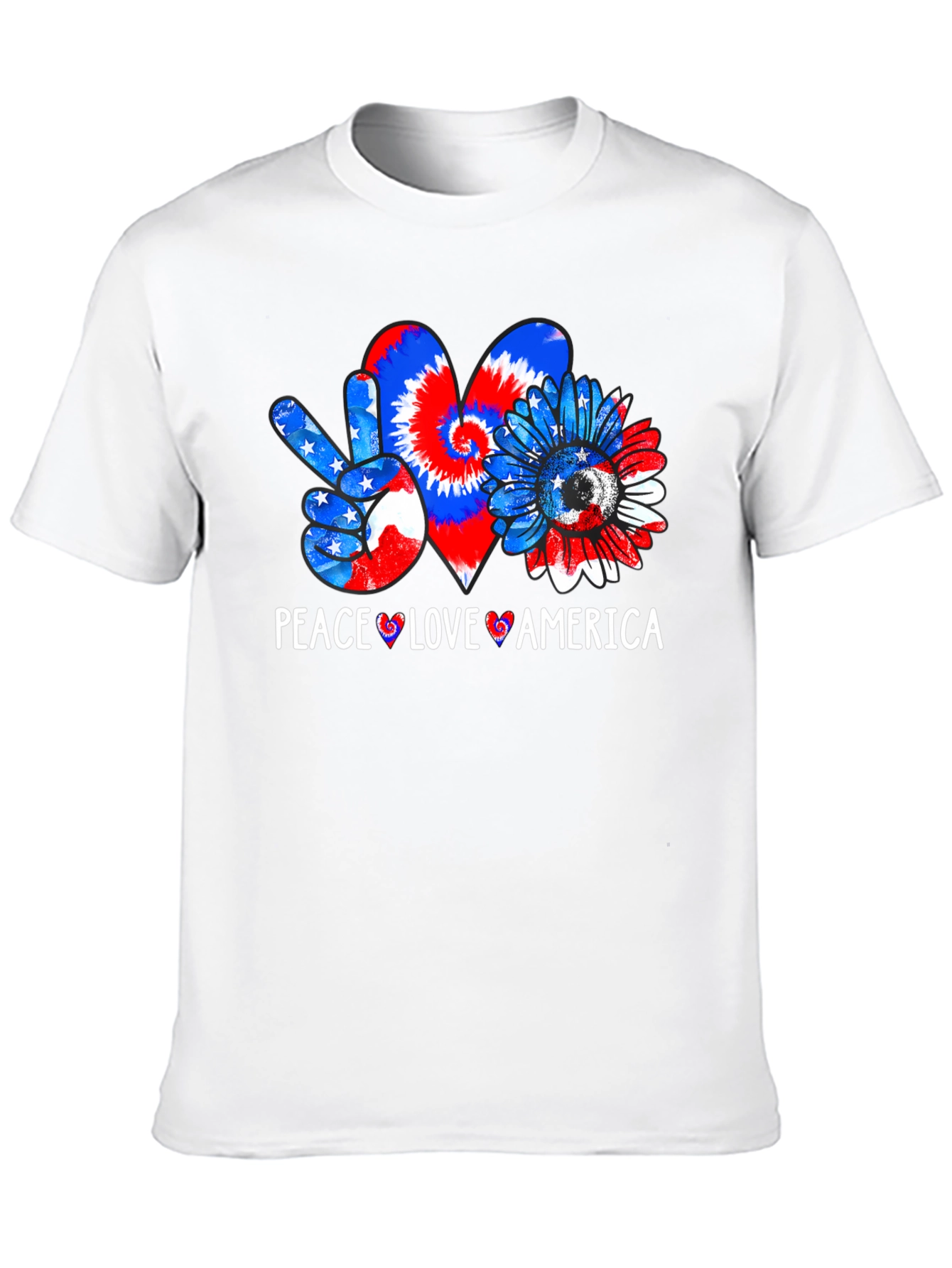 Black Patriotic Peace Love America T-Shirt view 10