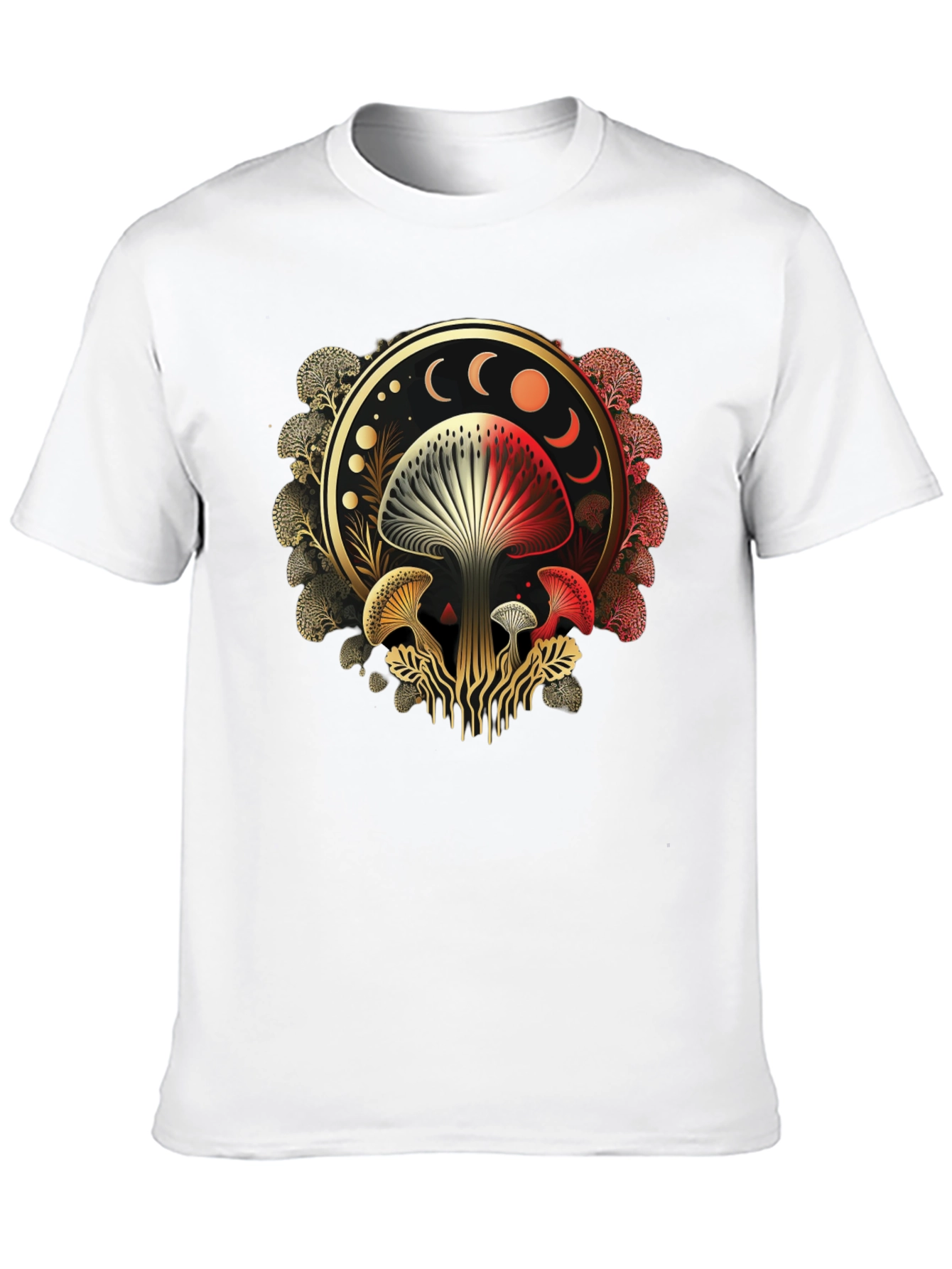 Black Mystic Mushroom Moon Phase Graphic Tee view 10