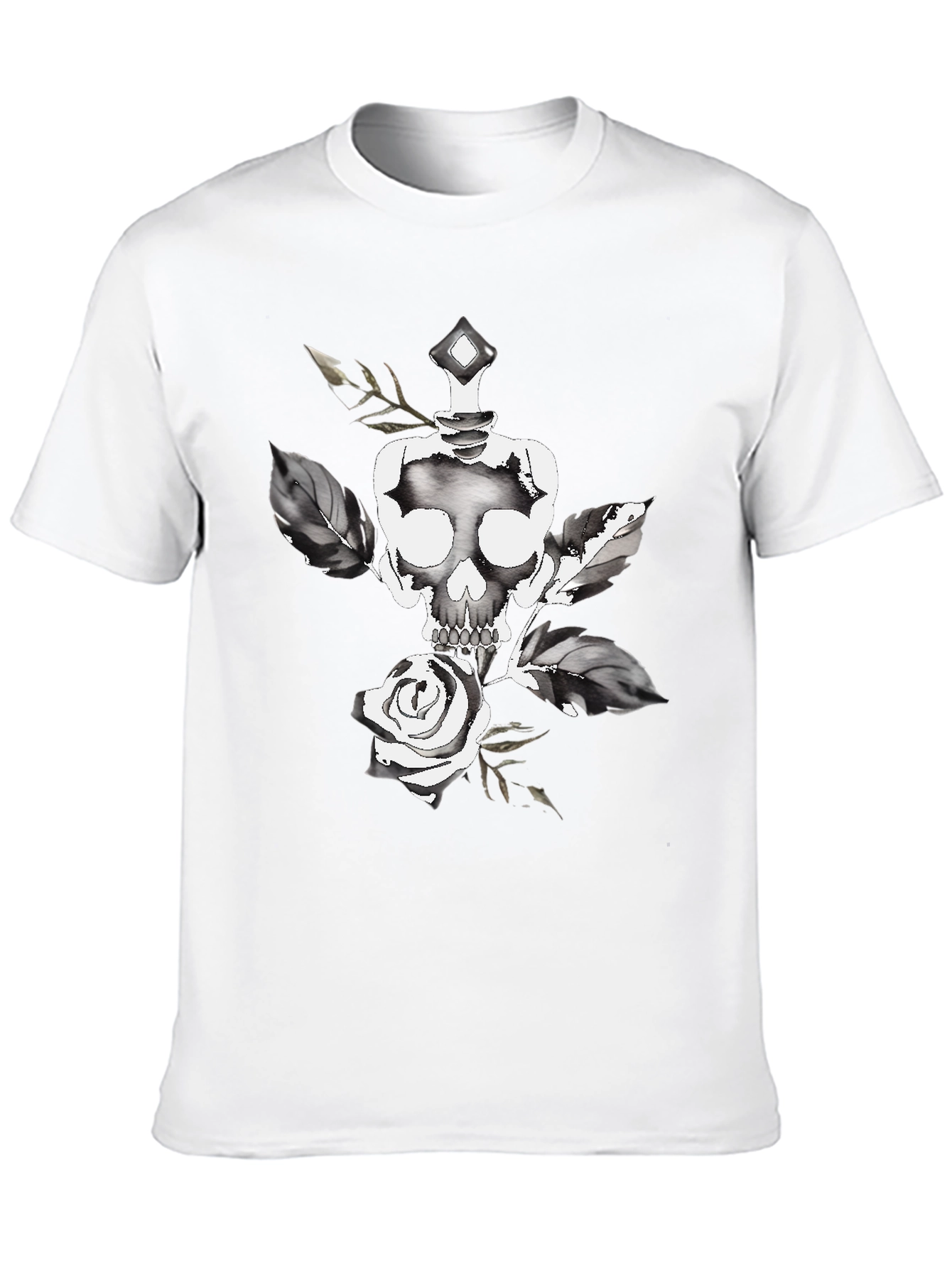 Black Skull & Rose Graphic Tee - Stylish Black Cotton T-Shirt view 10