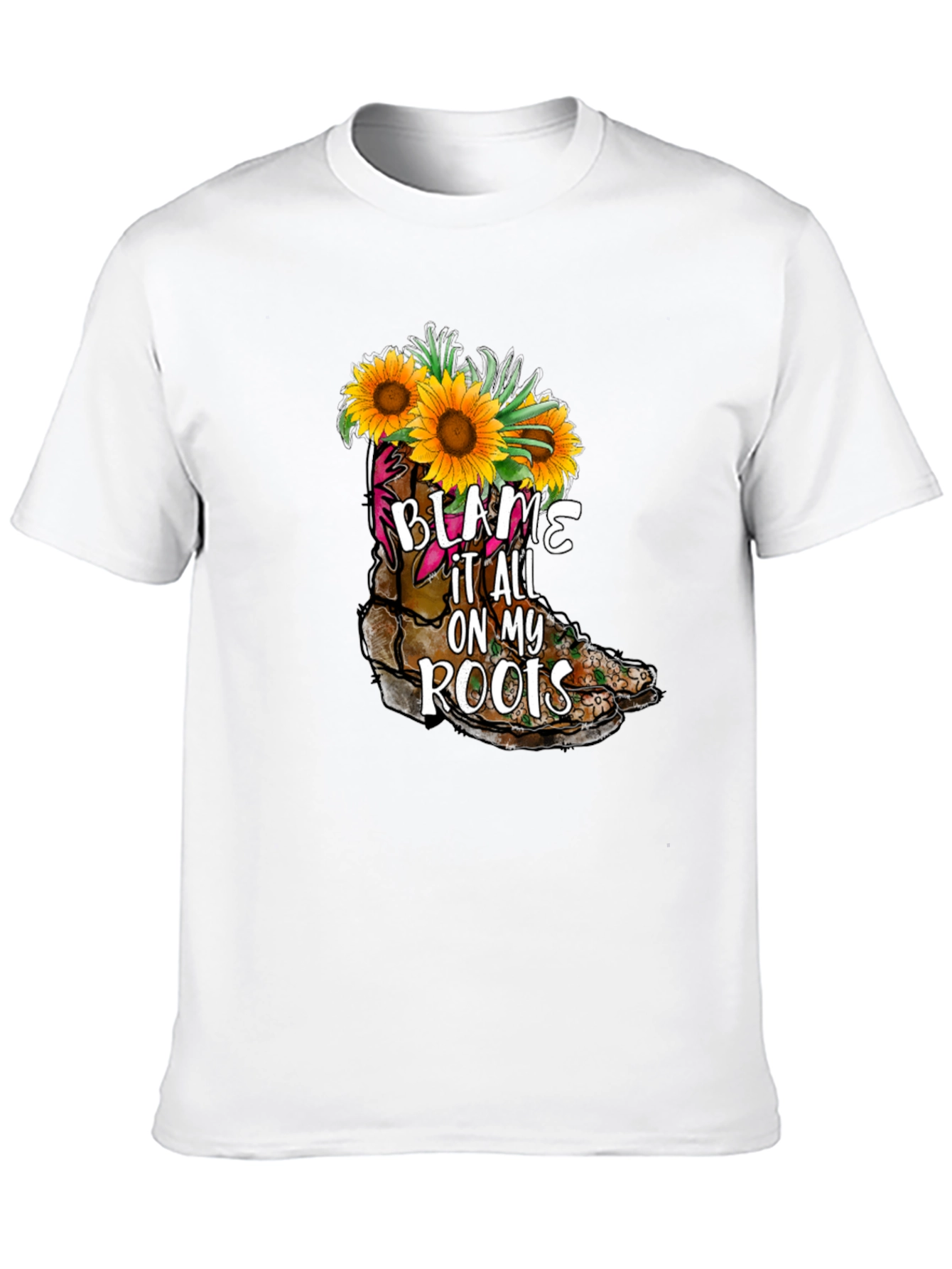 Black Blame It All On My Roots Sunflower Boot T-Shirt view 10