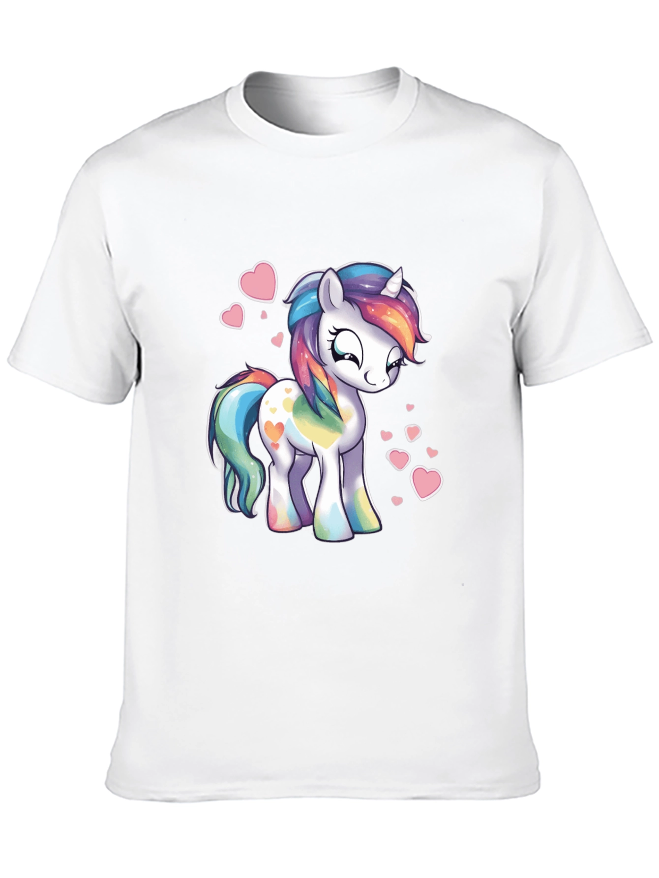 Black Rainbow Unicorn Heart Graphic Black T-Shirt view 10