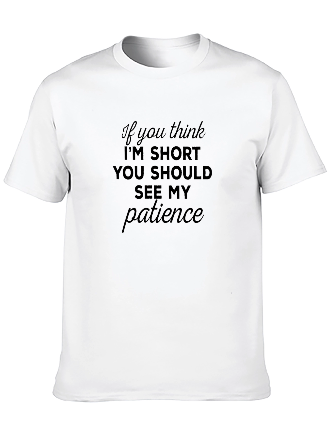 Black Funny Short Patience Graphic Tee view 10